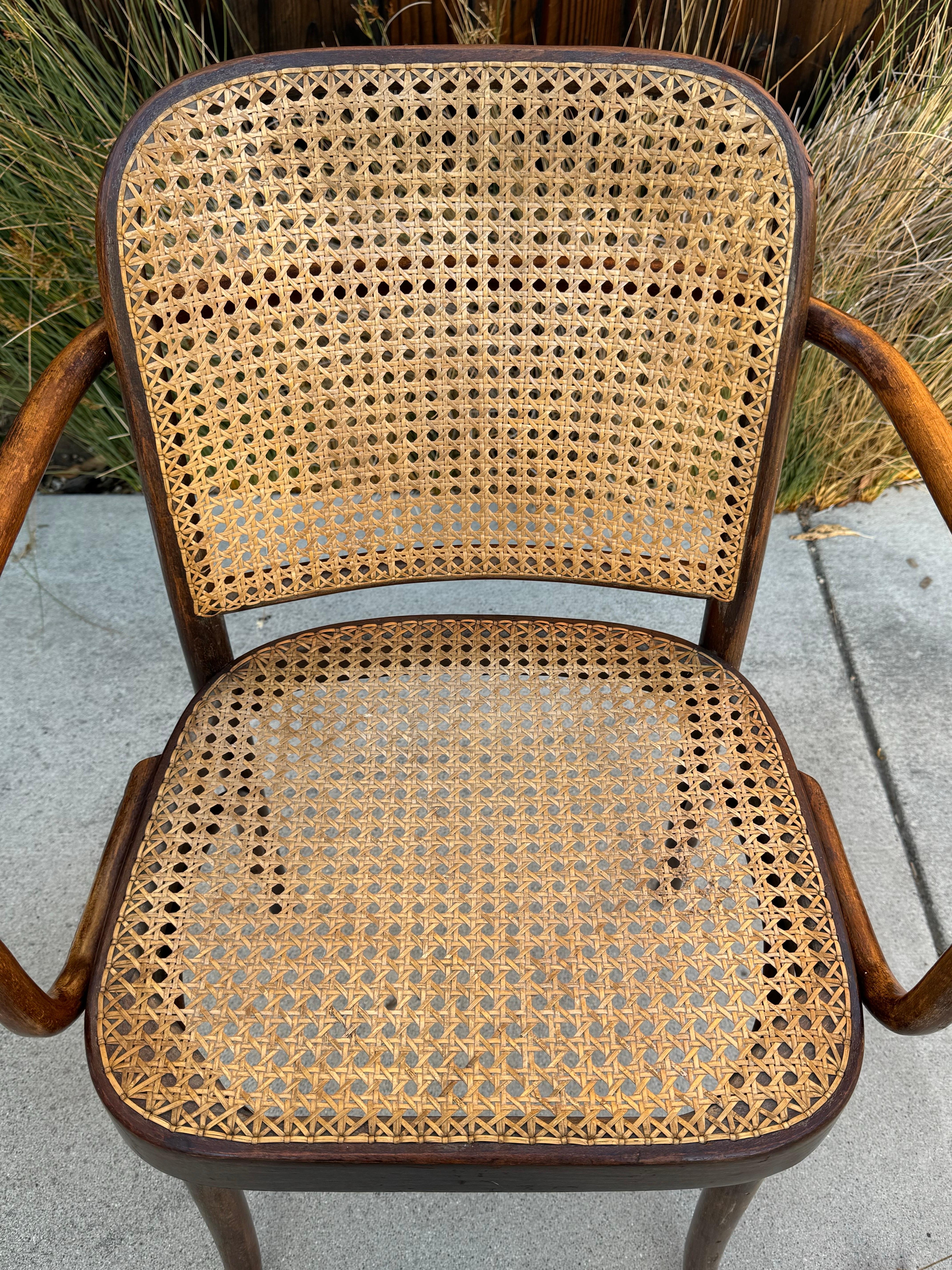 Mid-20th Century Antique Josef Hoffmann Bentwood and Cane Prague Chair, FMG Made In Poland For Sale
