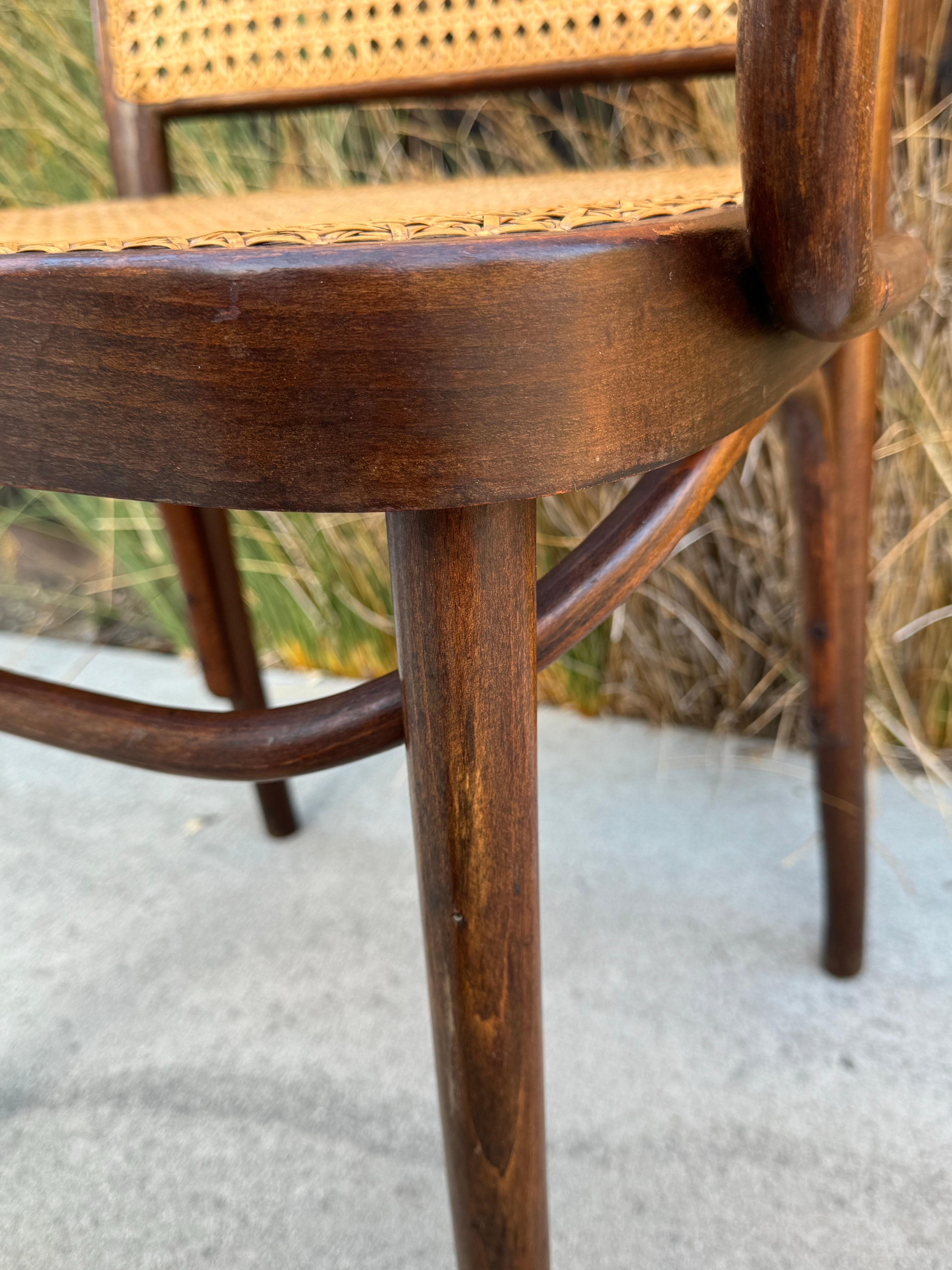 Antique Josef Hoffmann Bentwood and Cane Prague Chair, FMG Made In Poland For Sale 3