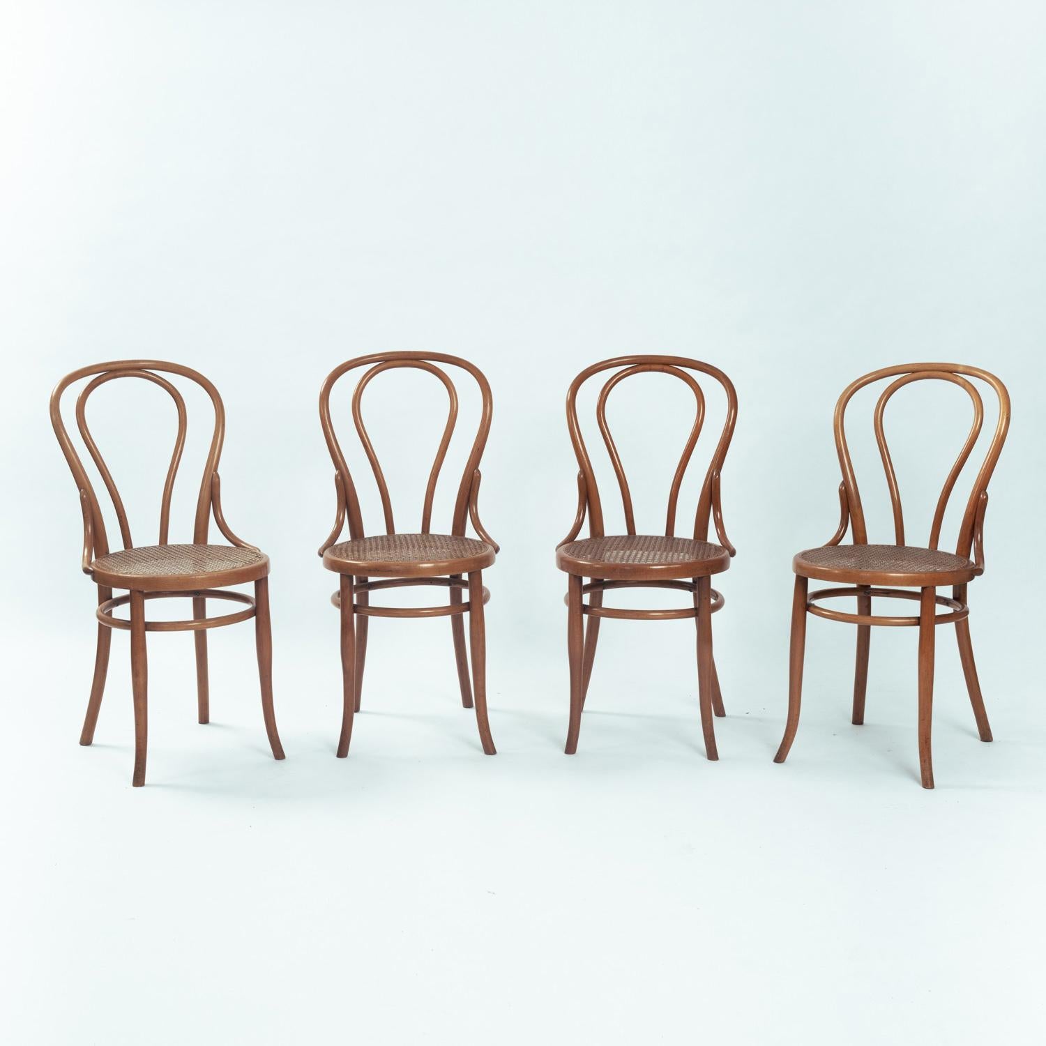 Rotin Chaises de bistro Josef Hoffmann Michael Thonet n° 14 118 sangles, années 1880, 8 pièces en vente
