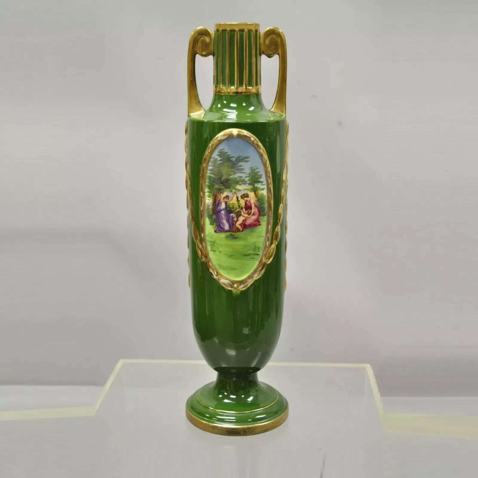 Antico vaso in porcellana francese Greene & Greene, Austria, Josef Strnact JS, alto 20