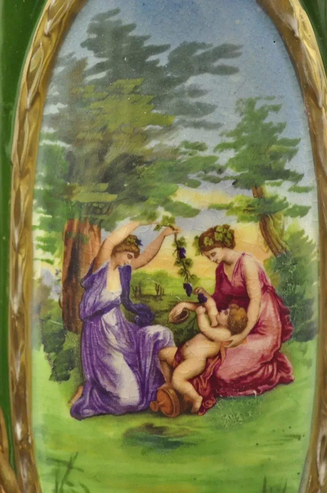 Sconosciuto Antico vaso in porcellana francese Greene & Greene, Austria, Josef Strnact JS, alto 20