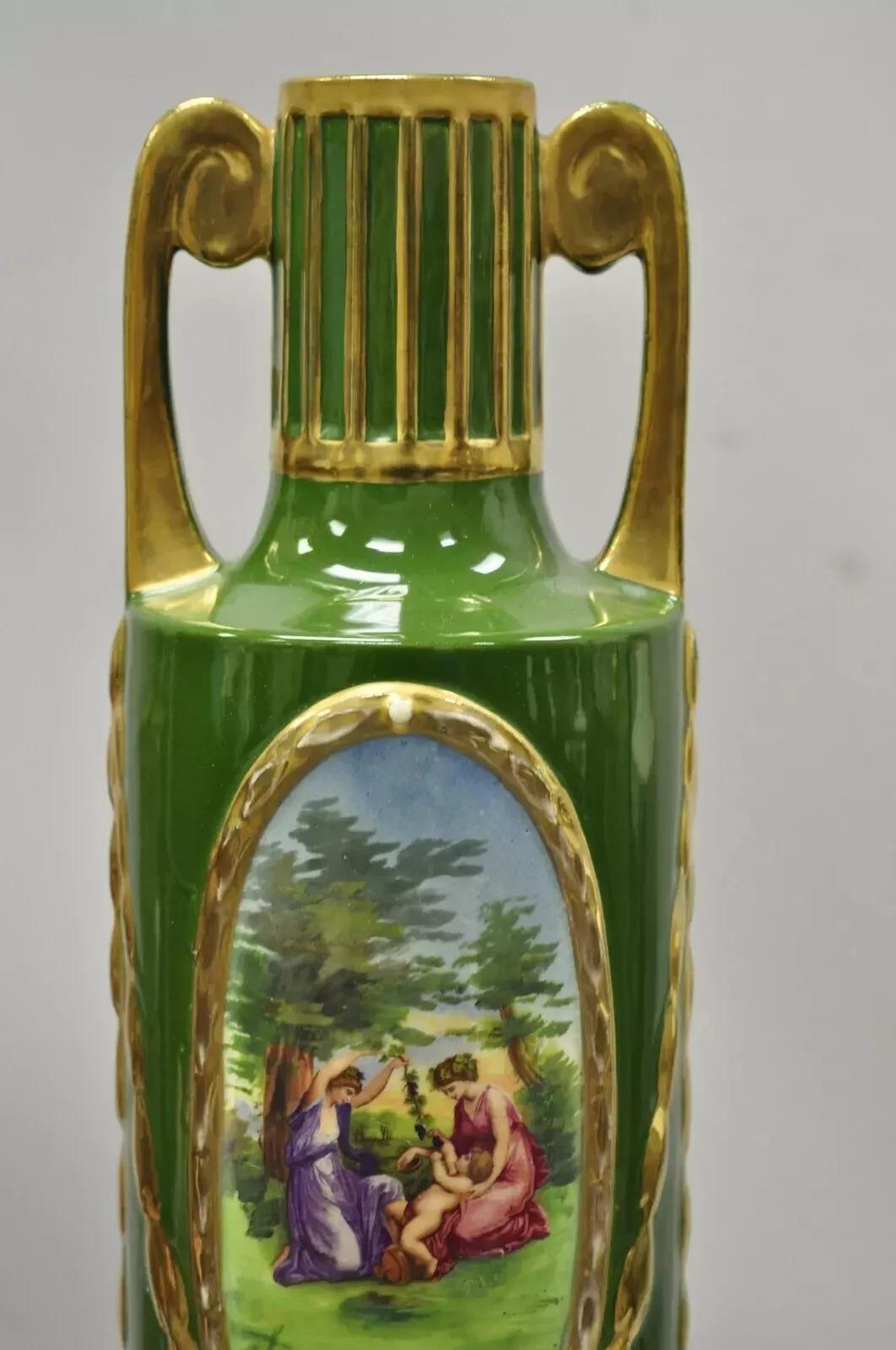 Antico vaso in porcellana francese Greene & Greene, Austria, Josef Strnact JS, alto 20