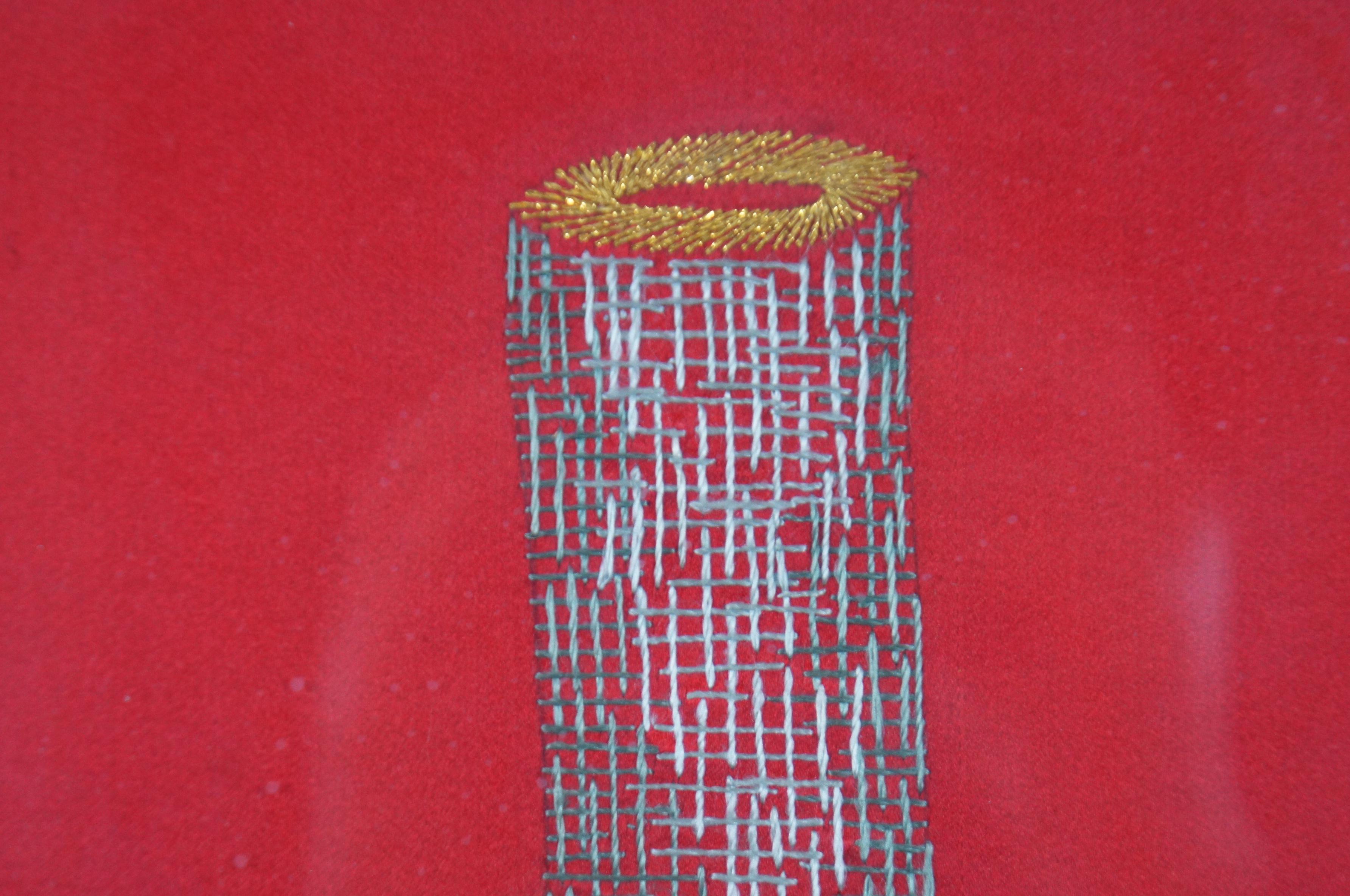 Antike Joseon Dynasty bestickt Seide Textil Blumen Vogel Vase Kalligraphie 31