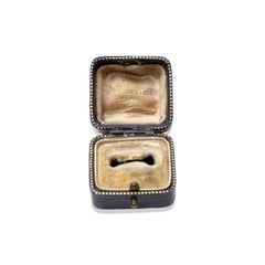 Antique Joseph Bell Black Leather Ring Box, Early 20th Century