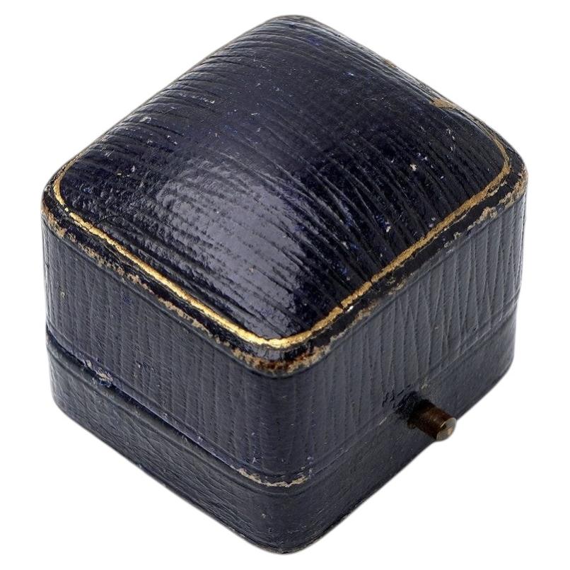 Antique Joseph Bell Black Leather Ring Box, Early 20th Century