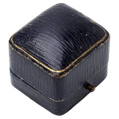 Antique Joseph Bell Black Leather Ring Box, Early 20th Century