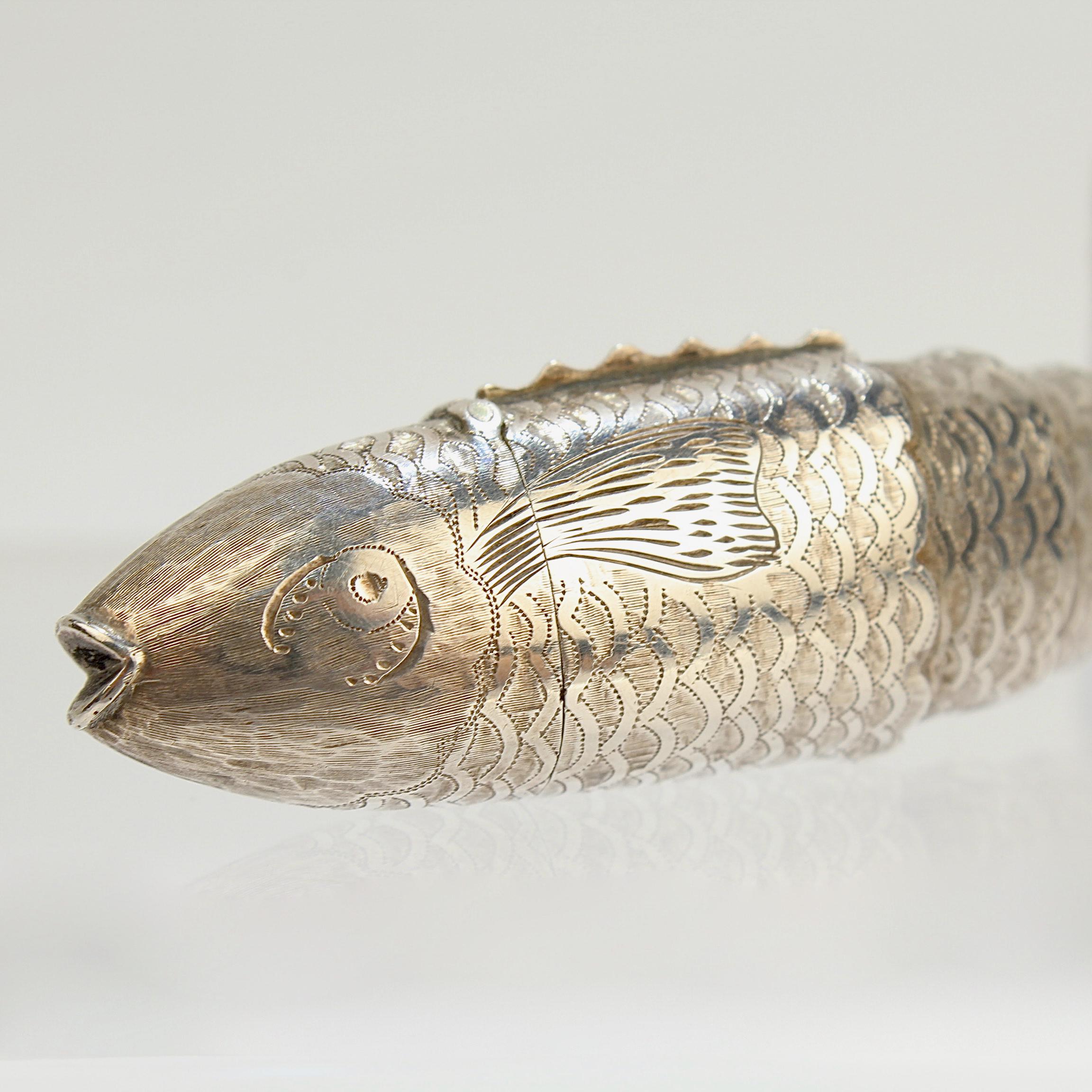 Antike englische georgianische Vinaigrette in Fischform aus Sterlingsilber von Joseph Willmore 6