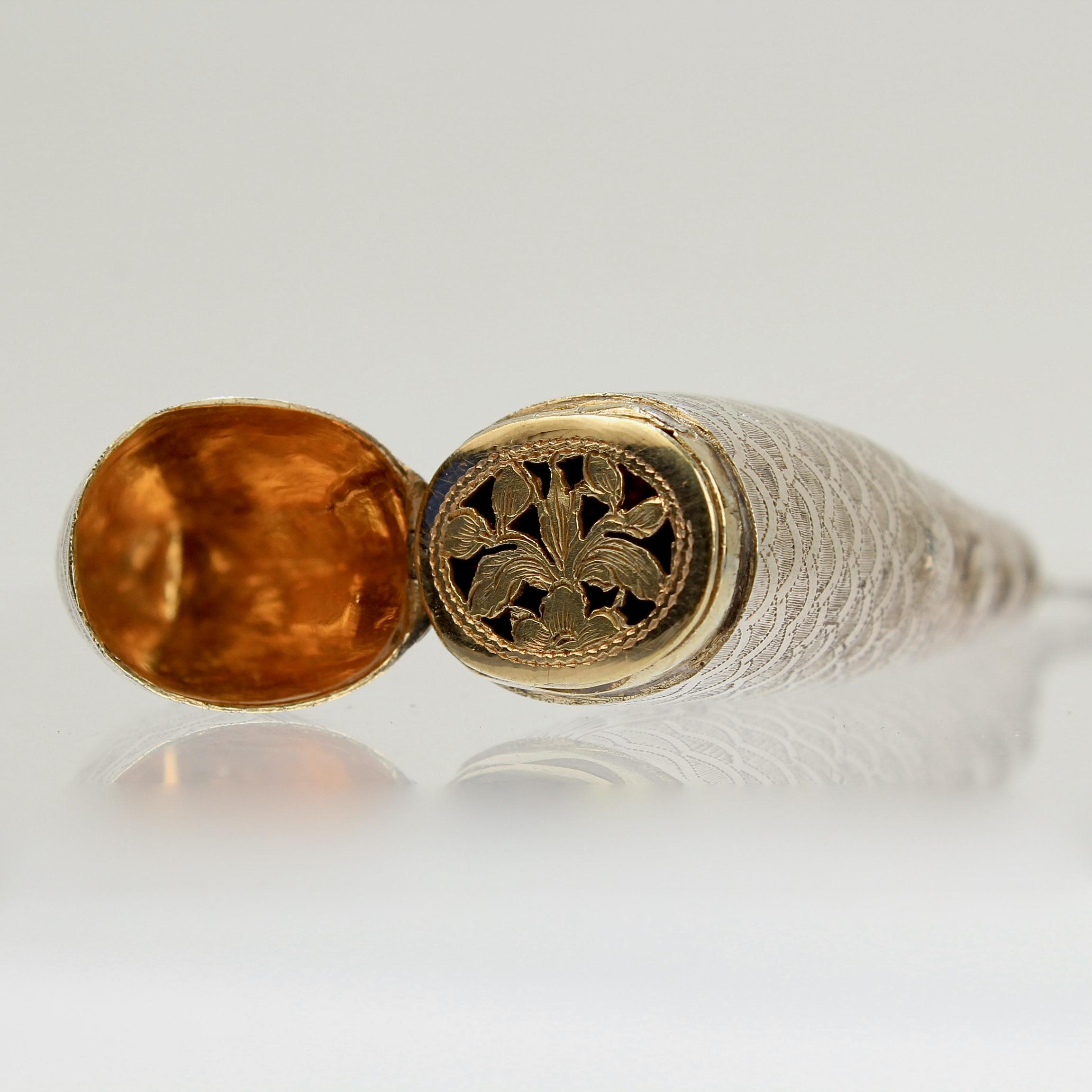 Antike englische georgianische Vinaigrette in Fischform aus Sterlingsilber von Joseph Willmore für Damen oder Herren