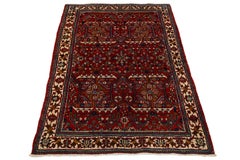 Antiker Joshegan Perserteppich - Handgeknüpfte Wolle - Geometrisch Rot & Blau - 3x5