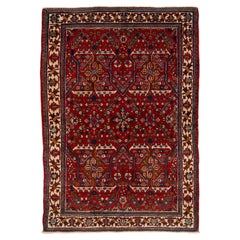 Antiker Joshegan Perserteppich - Handgeknüpfte Wolle - Geometrisch Rot & Blau - 3x5