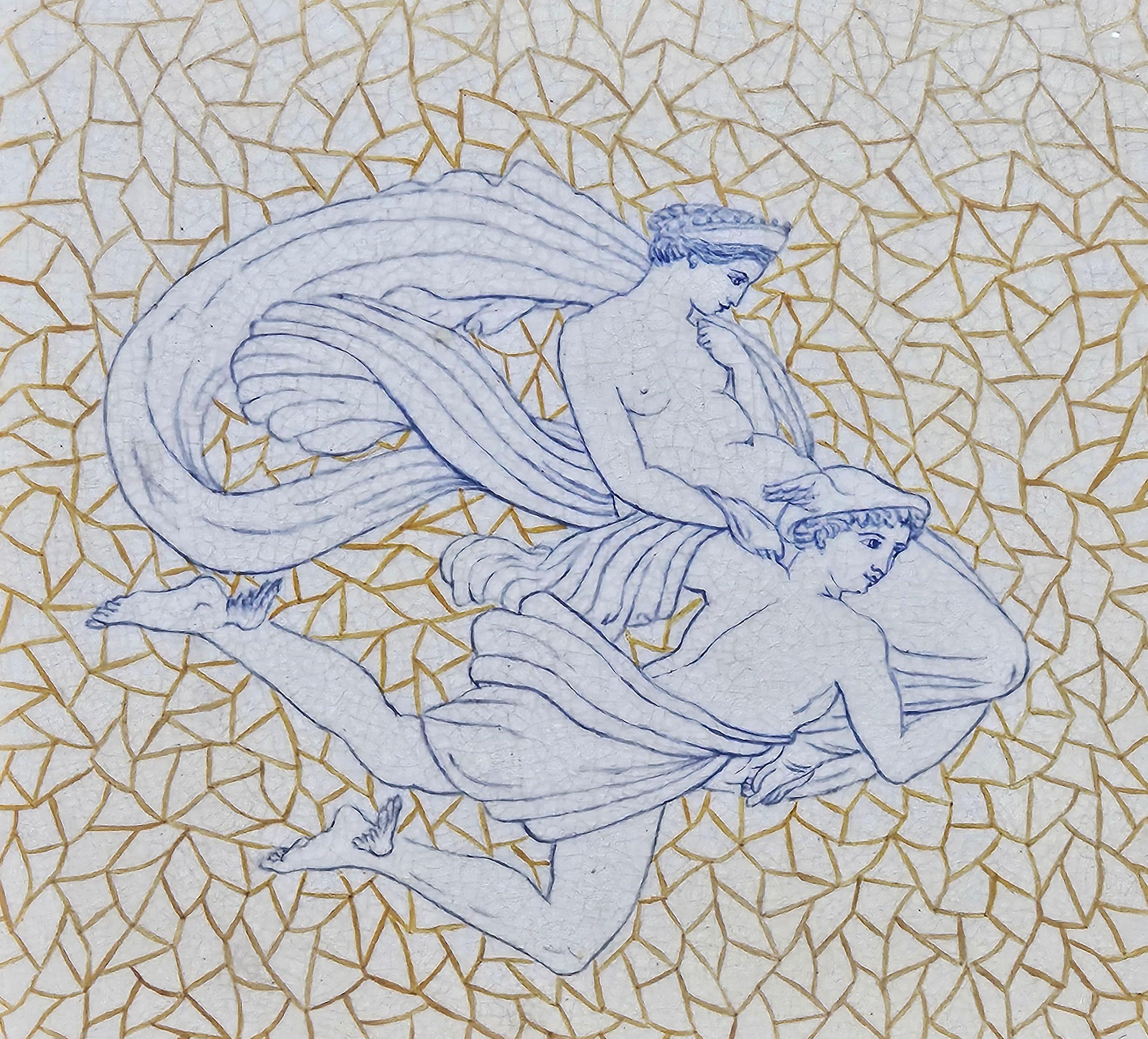 Peint à la main Tile Etruria Josiah Wedgwood & Sons  Mercure et Vénus, vers 1880 en vente