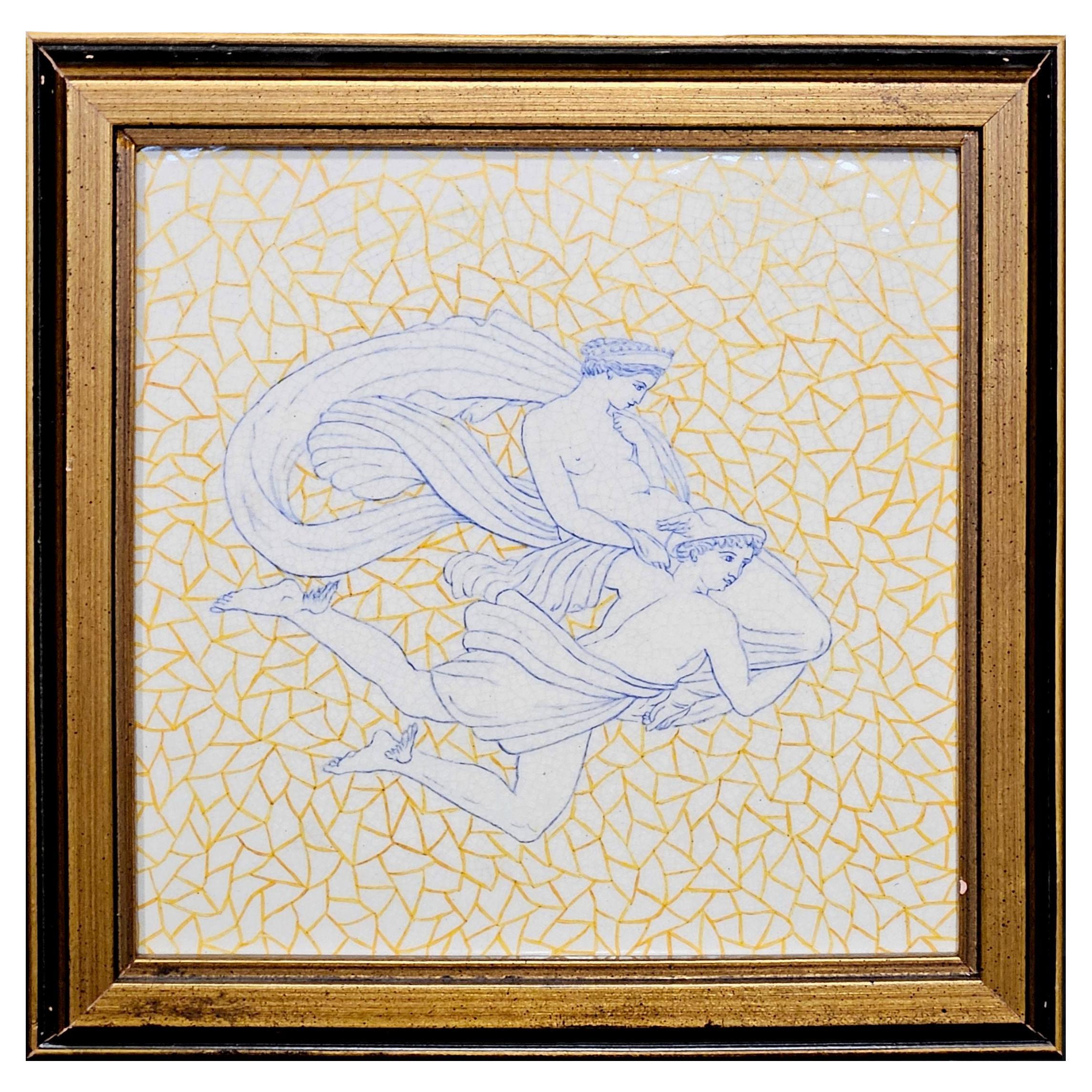 Antique Josiah Wedgwood & Sons Etruria Tile,  Mercury and Venus, C. 1880