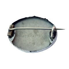 Antique Josiah Wedgwood Sterling Silver and Cobalt Blue Jasperware Brooch