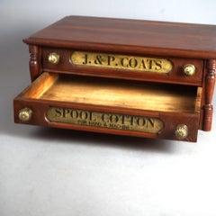 Antique J.P. Coats Country Store Cherry Two-Drawer Spool Cabinet Circa 1890