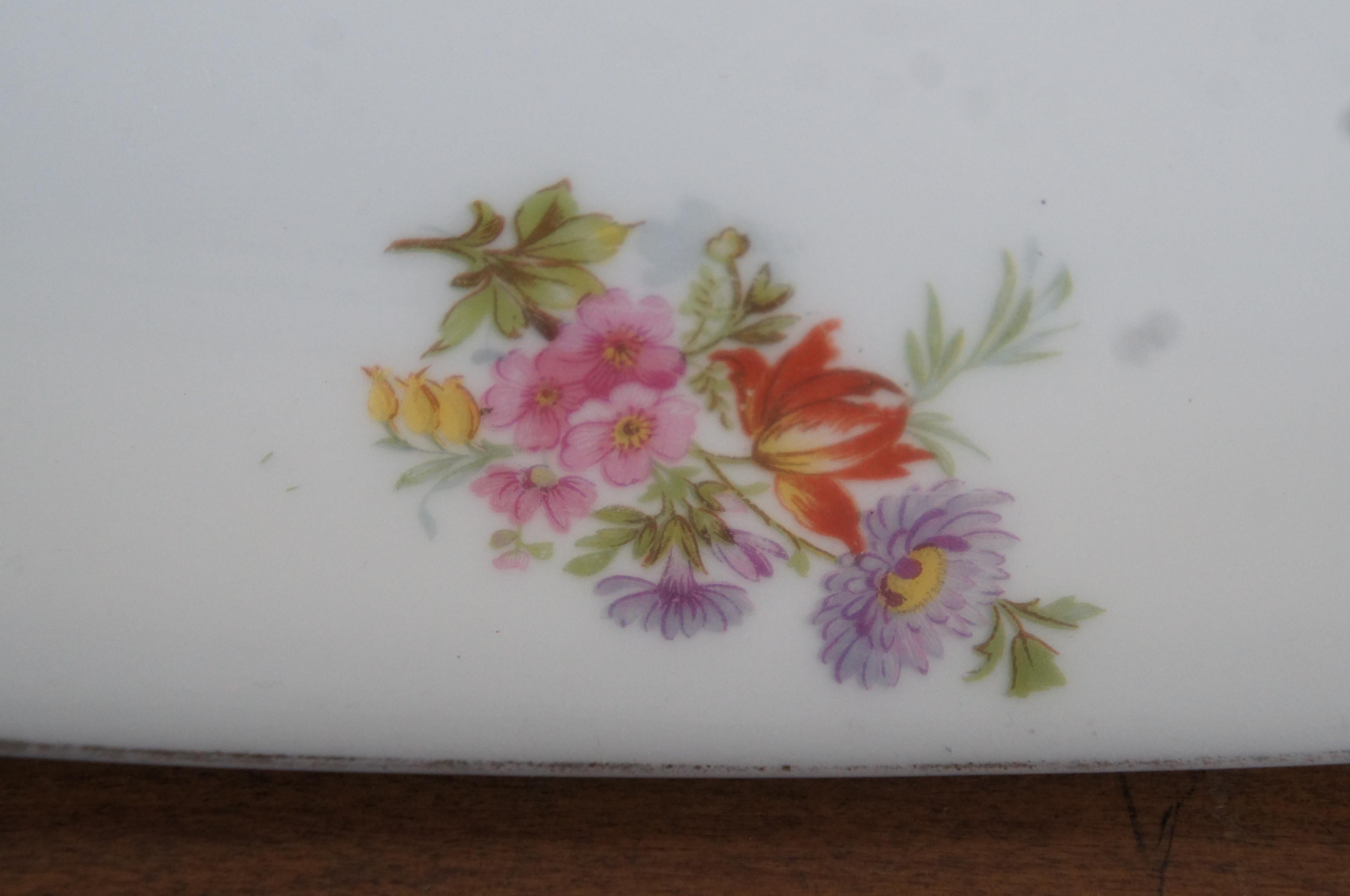 Antique JP Jean Pouyat Limoges France Porcelain Floral Dish Vanity Tray 12