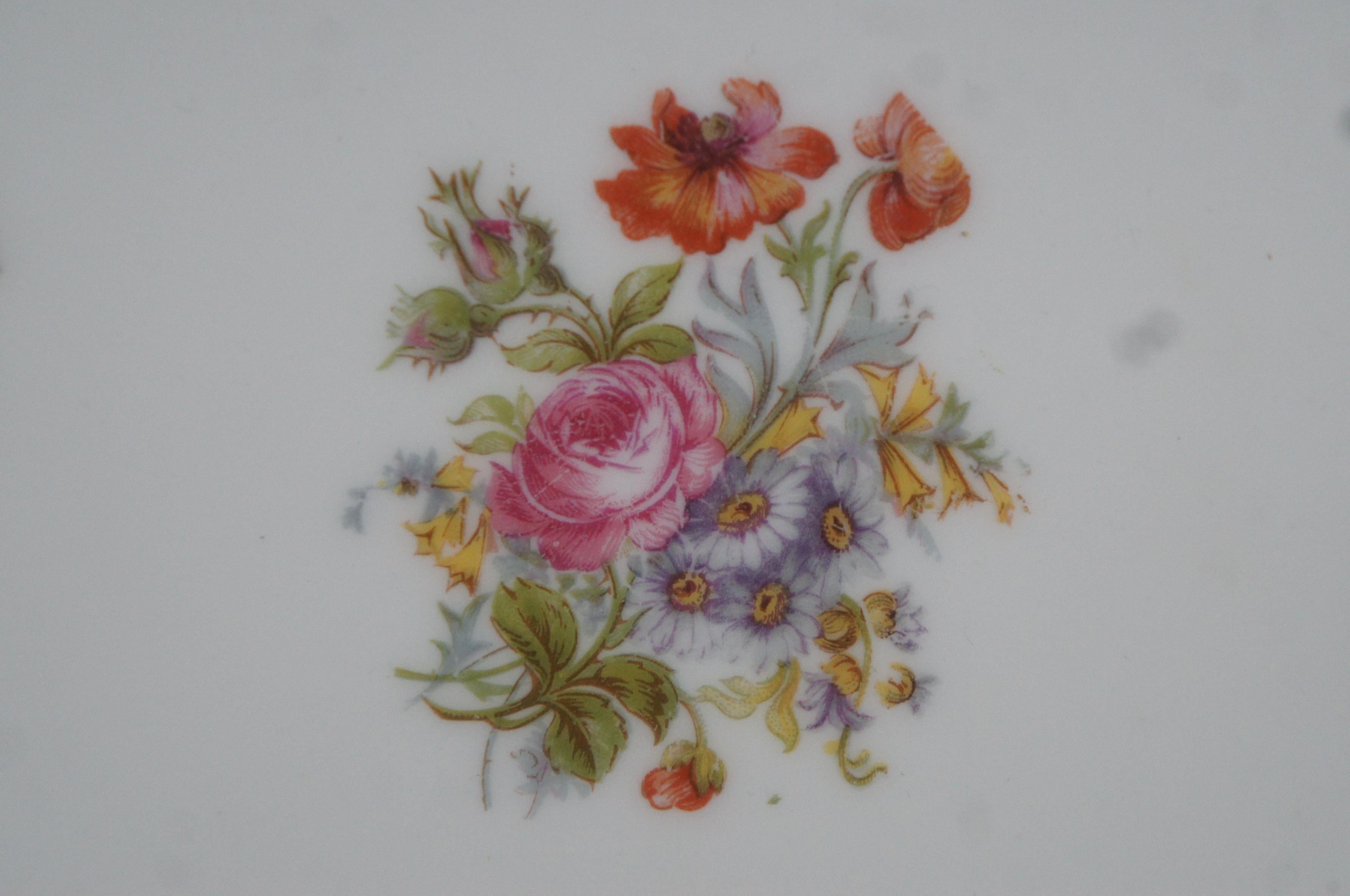 Antique JP Jean Pouyat Limoges France Porcelain Floral Dish Vanity Tray 12