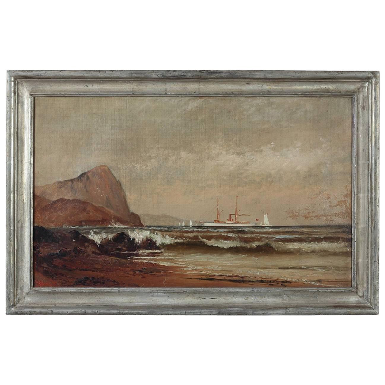 Antique J.P. Morgan
s Yacht 
Corsair
 Oil on Canvas Painting by Alexander Stuart For Sale