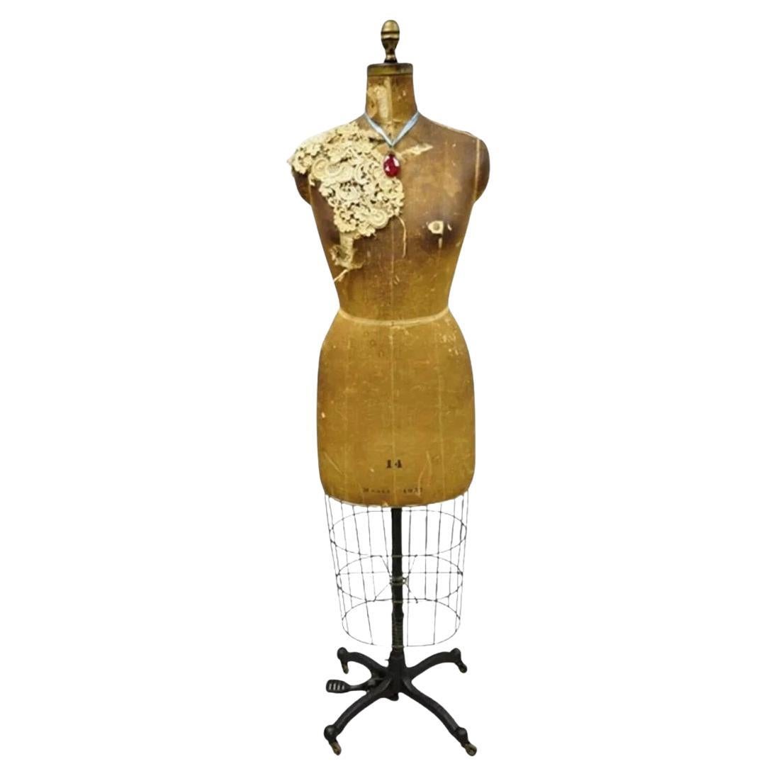 Antique J.R Bauman Model 1957 Size 14 Cage Dress Form Vintage Mannequin