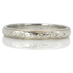 Antique JR Wood White Gold Diamond Wedding Ring, Band, Circa 1920