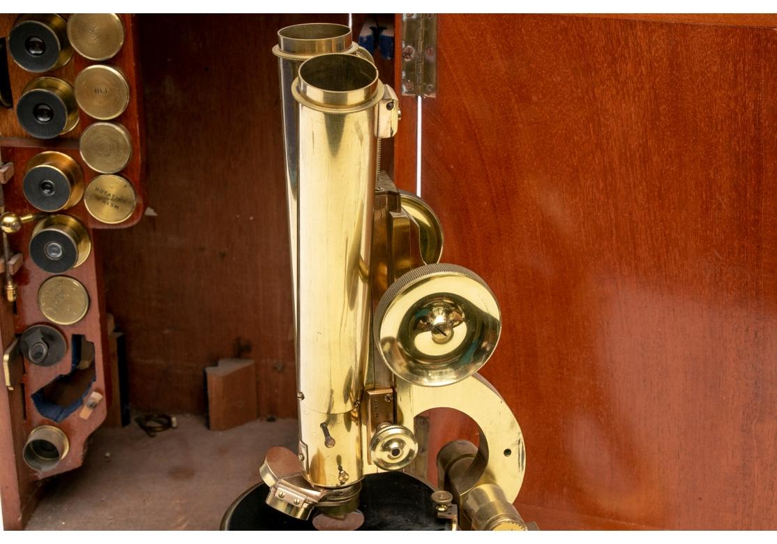 Antique J.Swift & Sons Brass Presentation Challenge Microscope and Accessories 6
