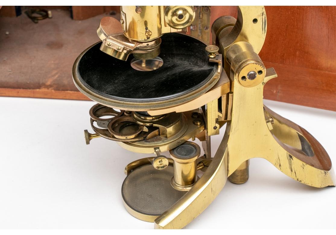 19th Century Antique J.Swift & Sons Brass Presentation Challenge Microscope and Accessories