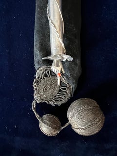 Antique Judaica 1786 Monumental Sterling Silver Torah Pointer Yad, 47 cm