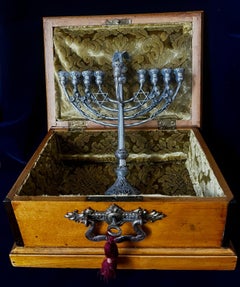 Antique Judaica Silver Menorah with engraved initials Wien C.M.v.R 19th century