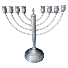 Antique Judaica Sterling Silver Menorah Art Deco