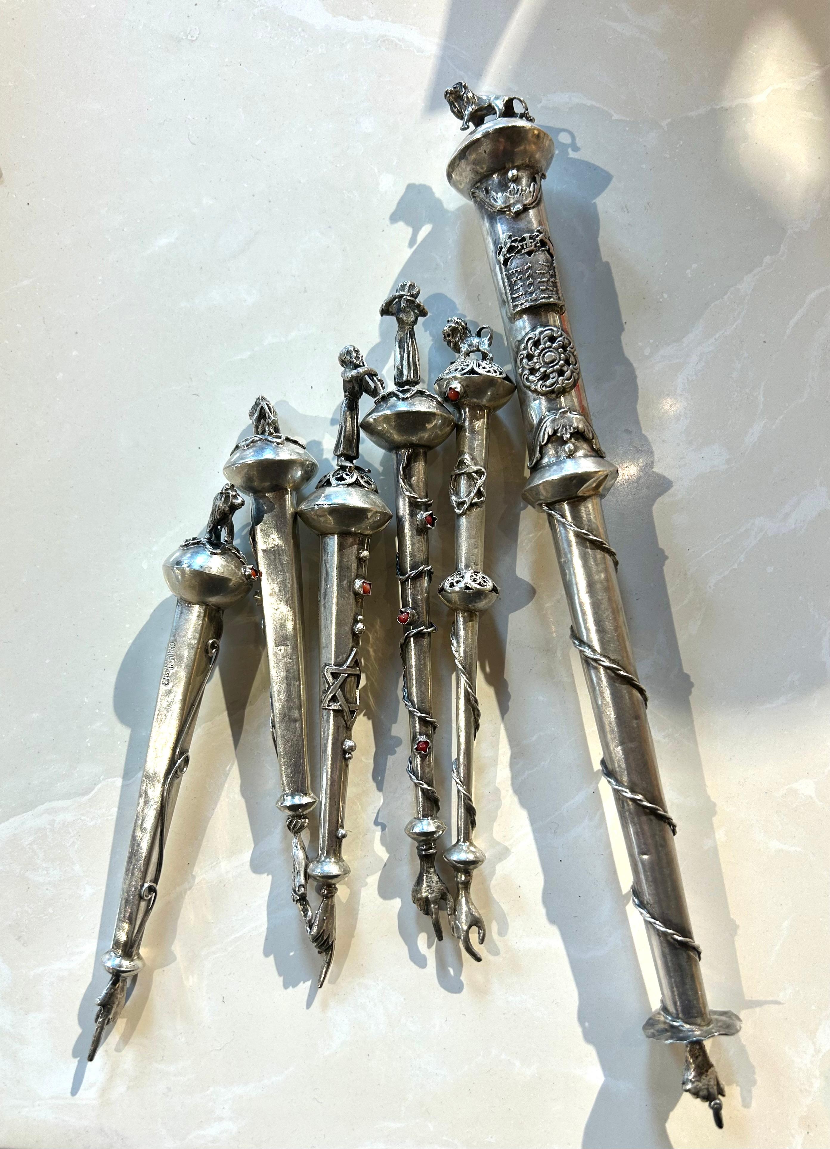 Antico puntatore della Torah in argento sterling Judaica/Yad 1786 in vendita 2