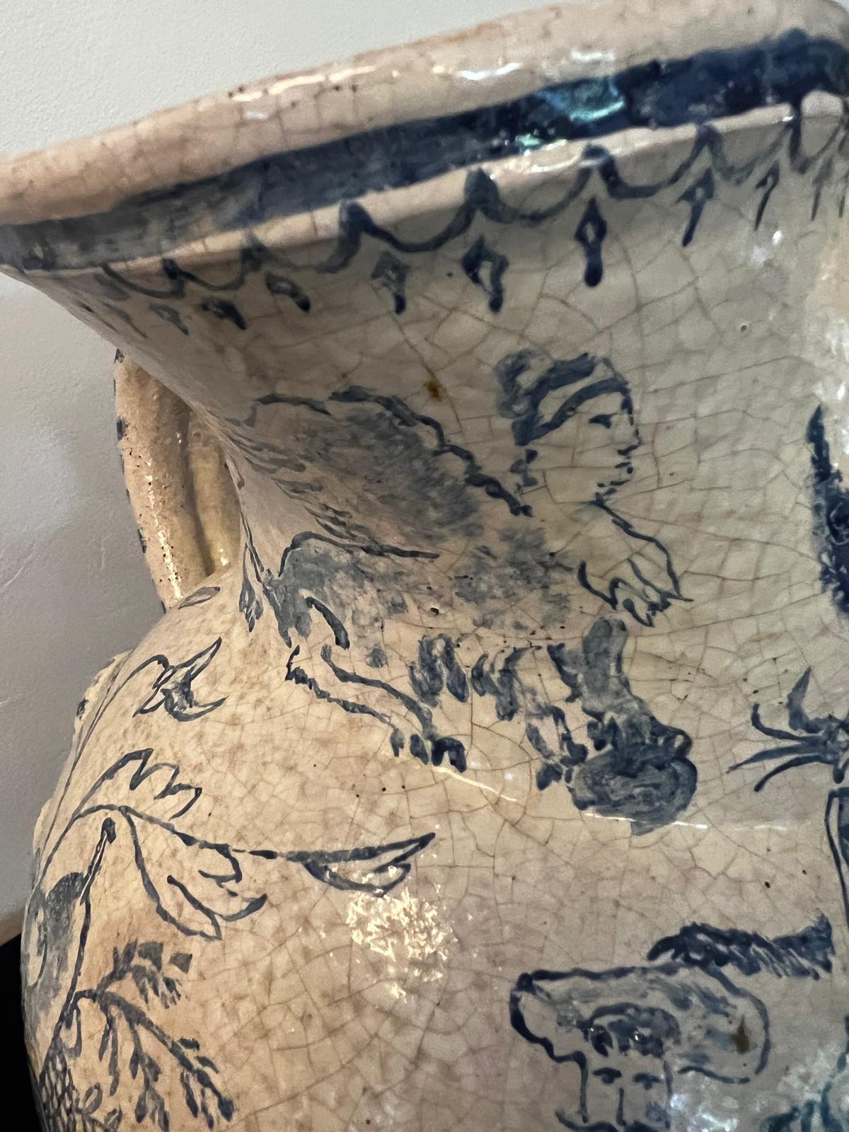 Grande cruche judaïque ancienne en céramique pour vins et eau avec images allégoriques en vente 7
