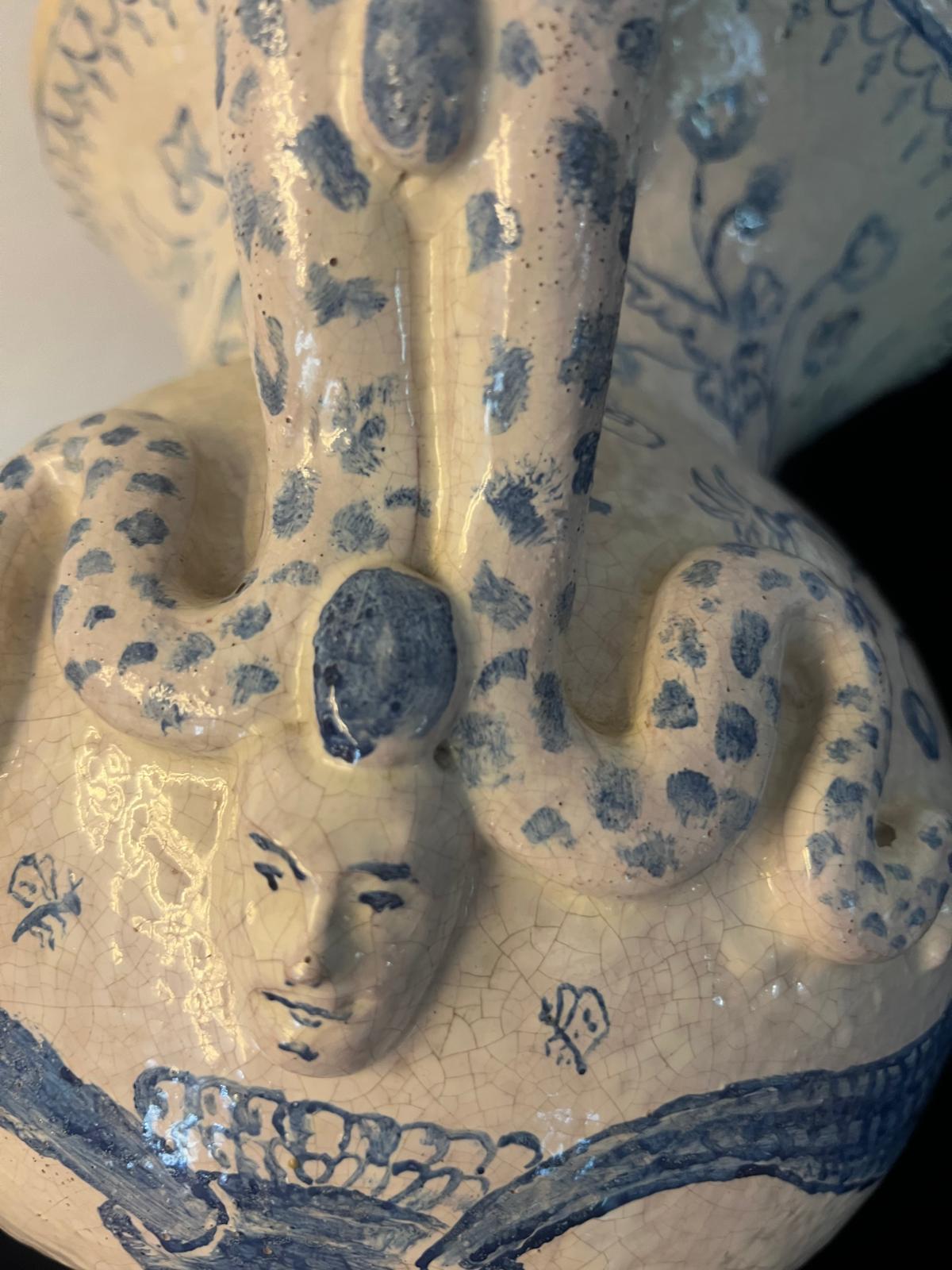 Grande cruche judaïque ancienne en céramique pour vins et eau avec images allégoriques en vente 8