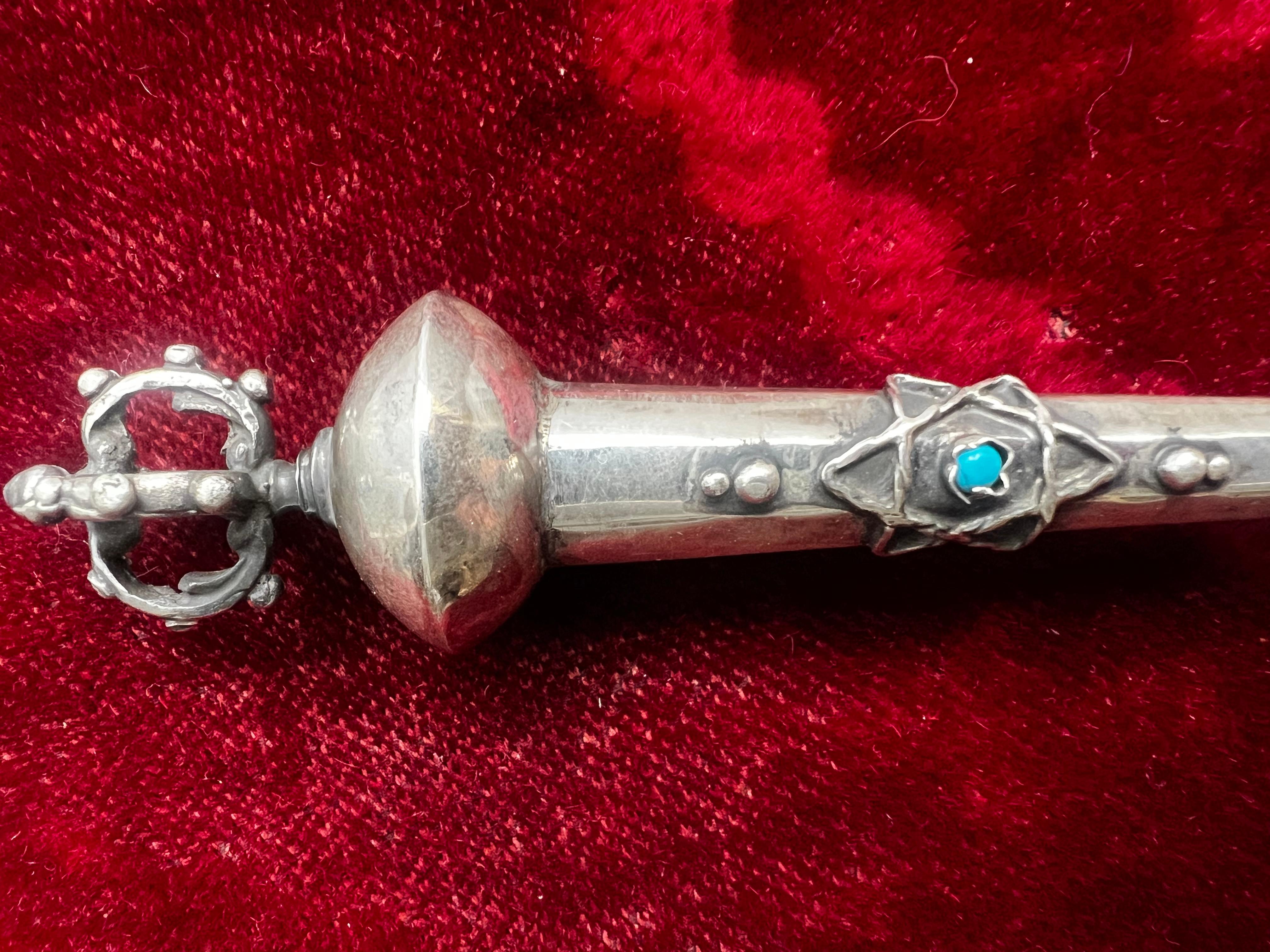 Unknown Antique Judaical Sterling Silver Torah Pointer (Yad) 1873 For Sale