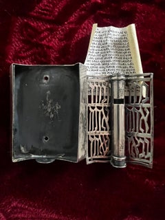 Antique Judaica Sterling Silver Unique Mezuzah