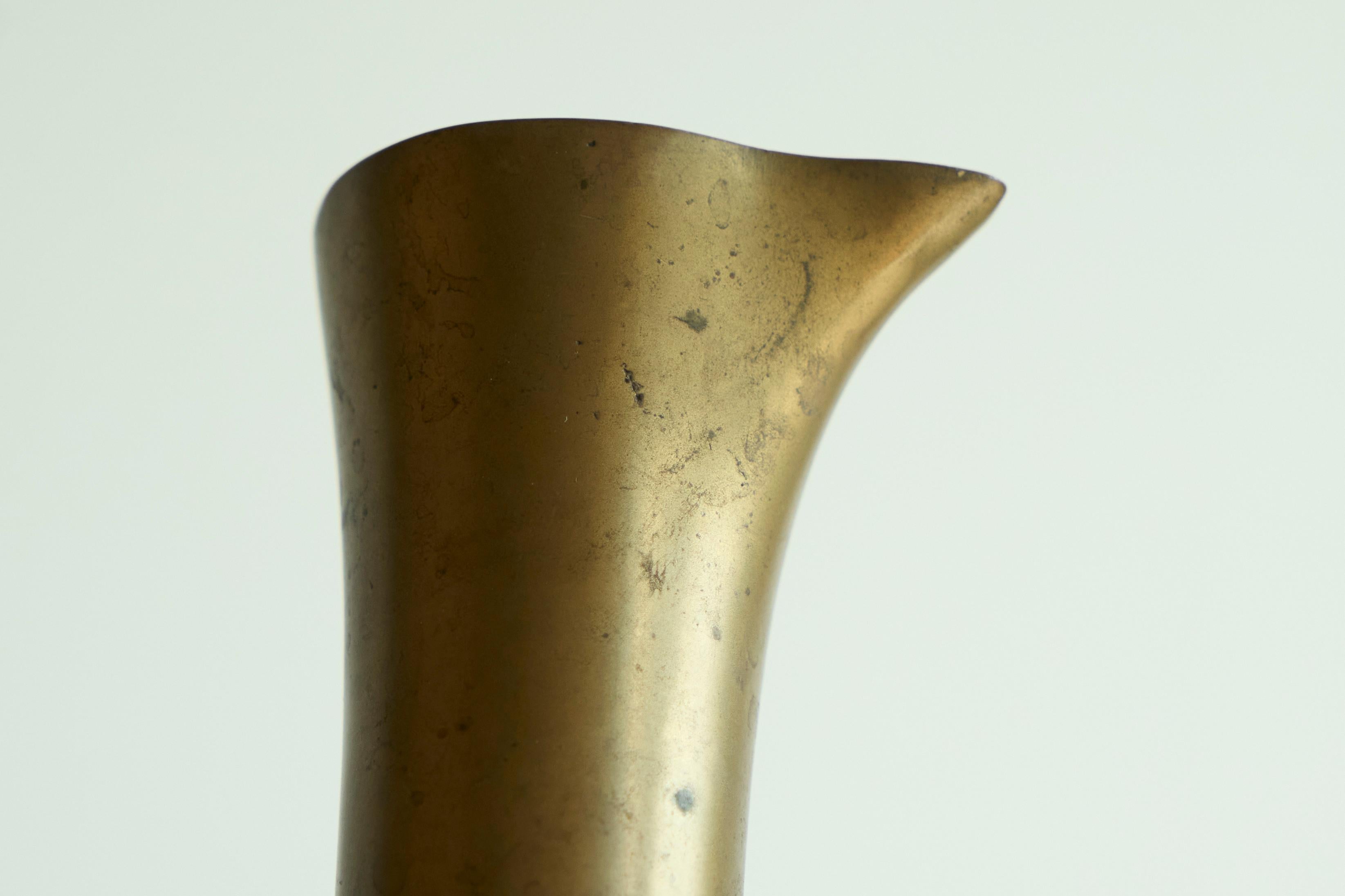 European Antique Jug in Heavy Solid Cast Brass 19th Century For Sale