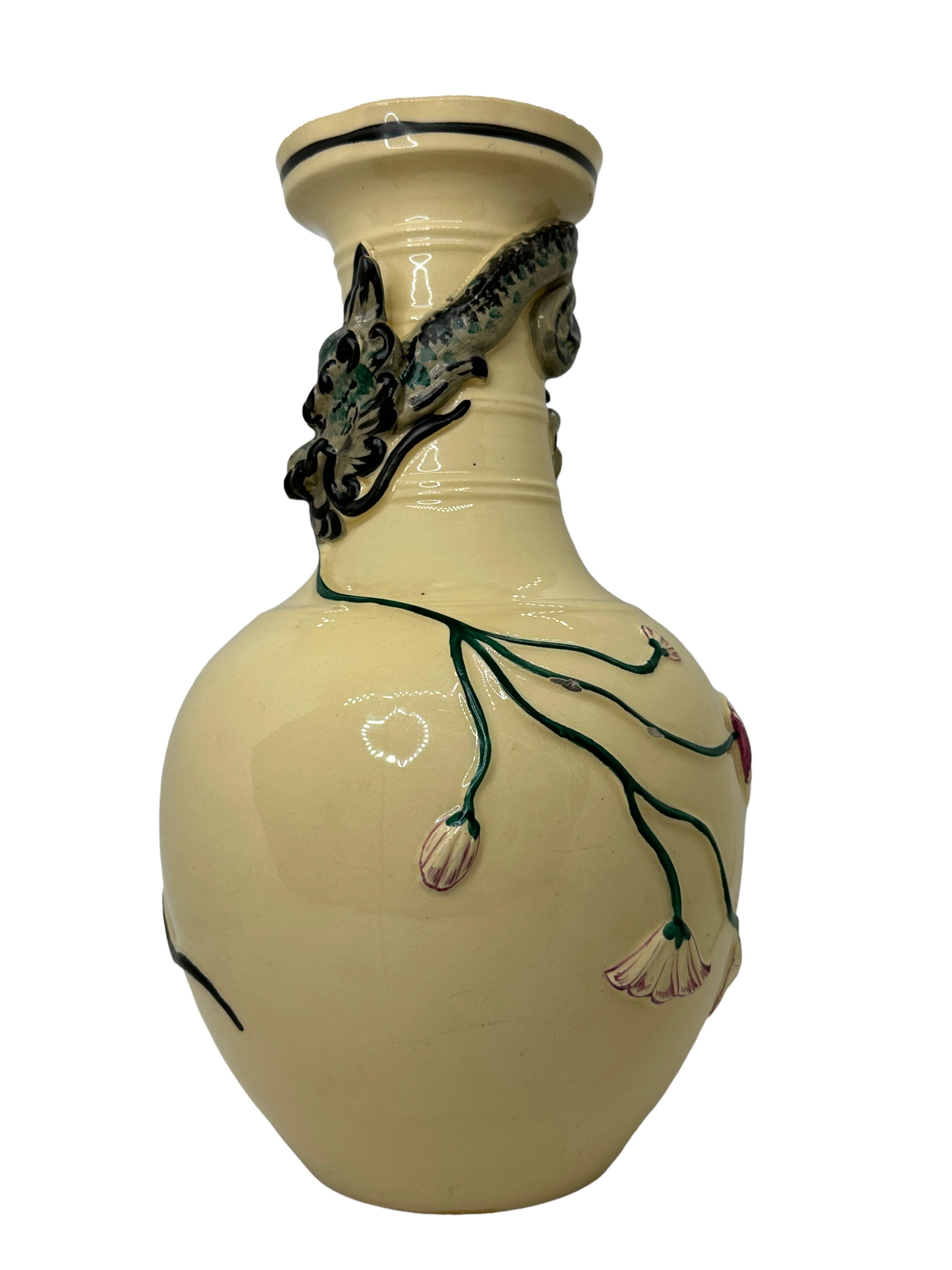 An amazing ceramic early 20th century jug, pitcher or vase made probably in Asia, circa 1900s. This is a heavy vase but you can also use it as a sculpture. Vase is in very good condition with chips like seen in the pictures, no cracks or flea bites.