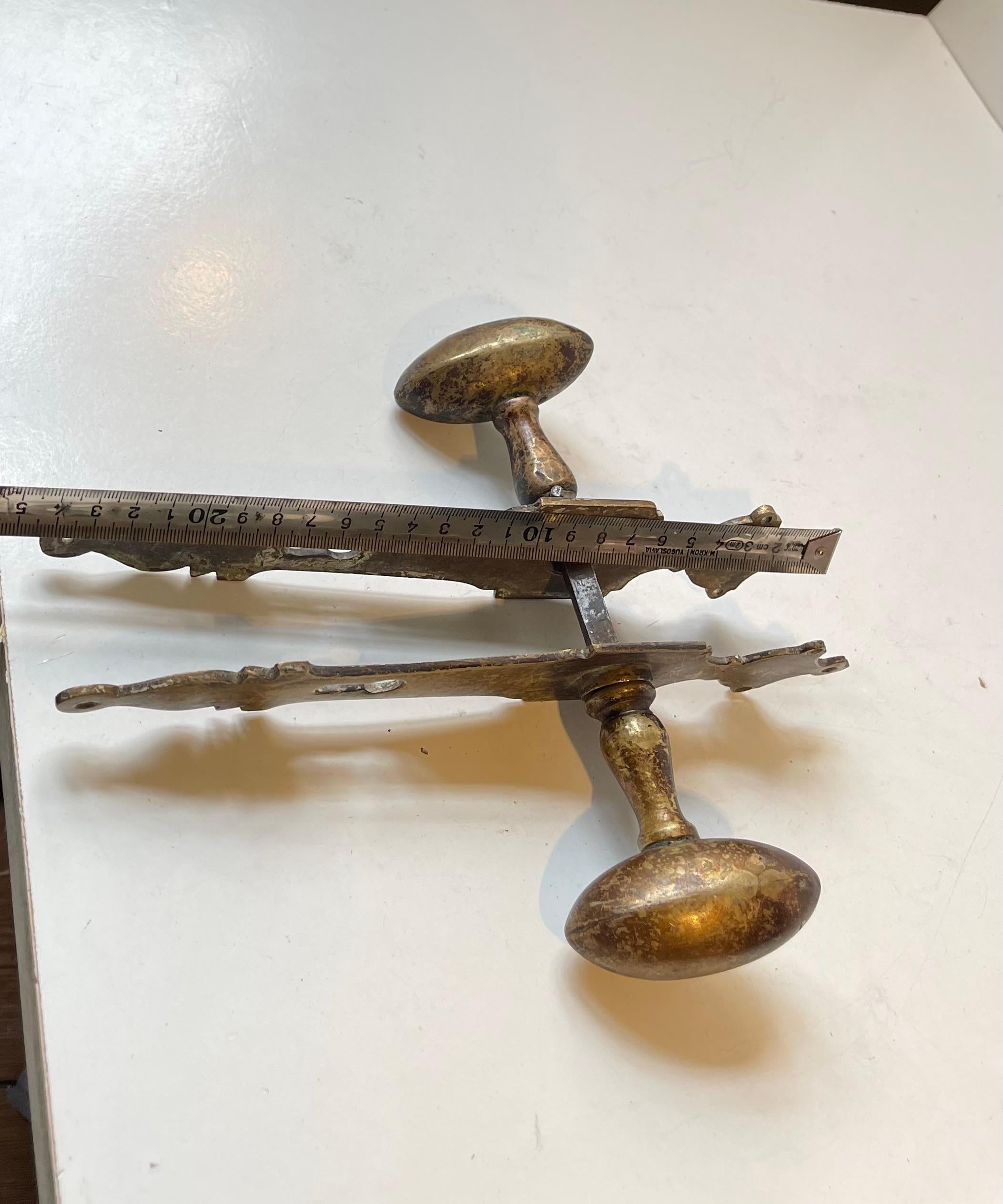 Antique Jugend Style Brass Door Handle Set, 1910s en vente 3