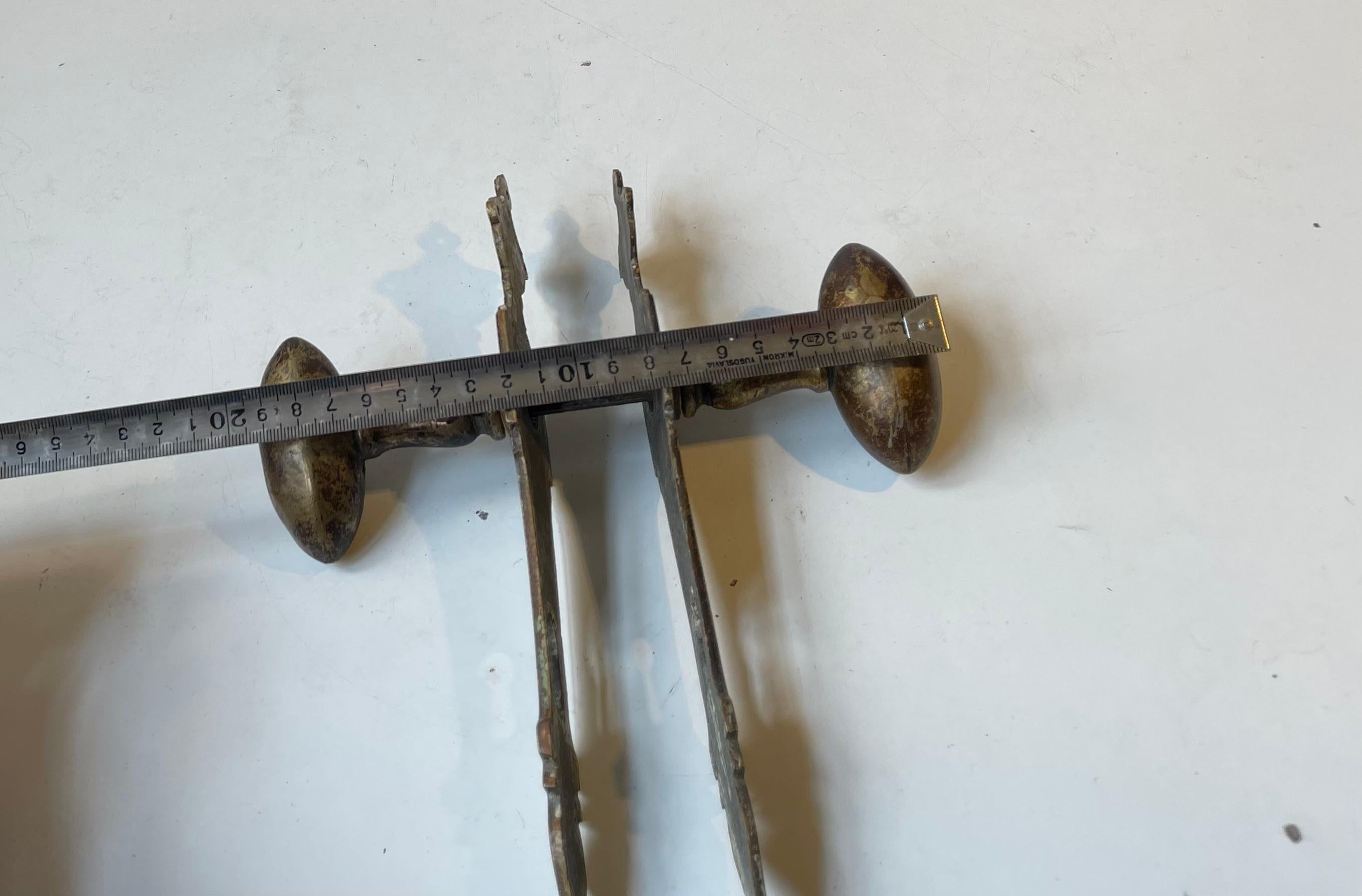 Antique Jugend Style Brass Door Handle Set, 1910s en vente 1