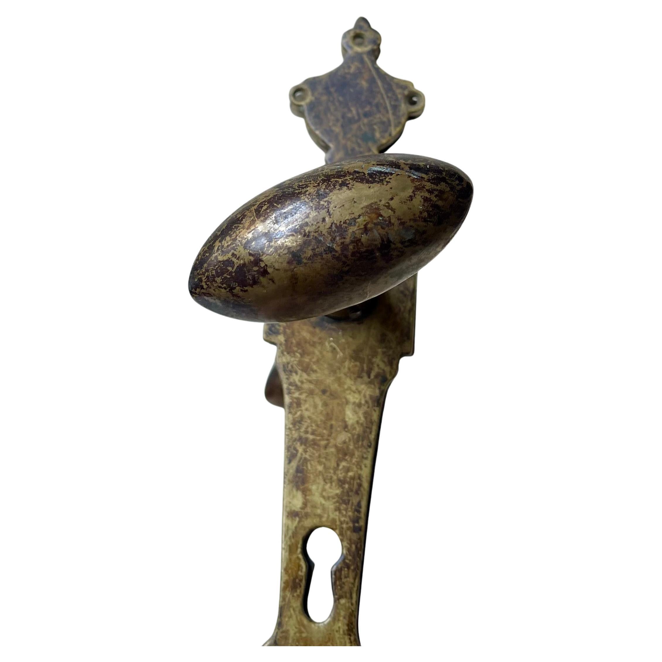 Antique Jugend Style Brass Door Handle Set, 1910s en vente