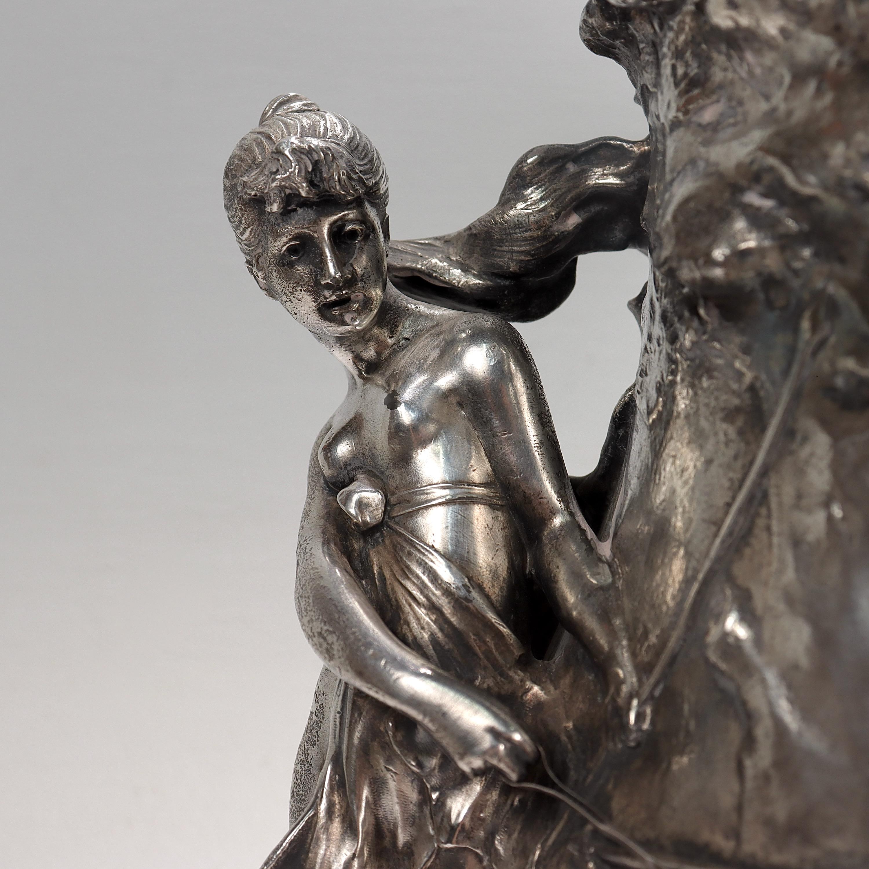 Bol à punch ou soupière antique Jugendstil W.M.F. en métal argenté avec une scène de chasse en vente 7