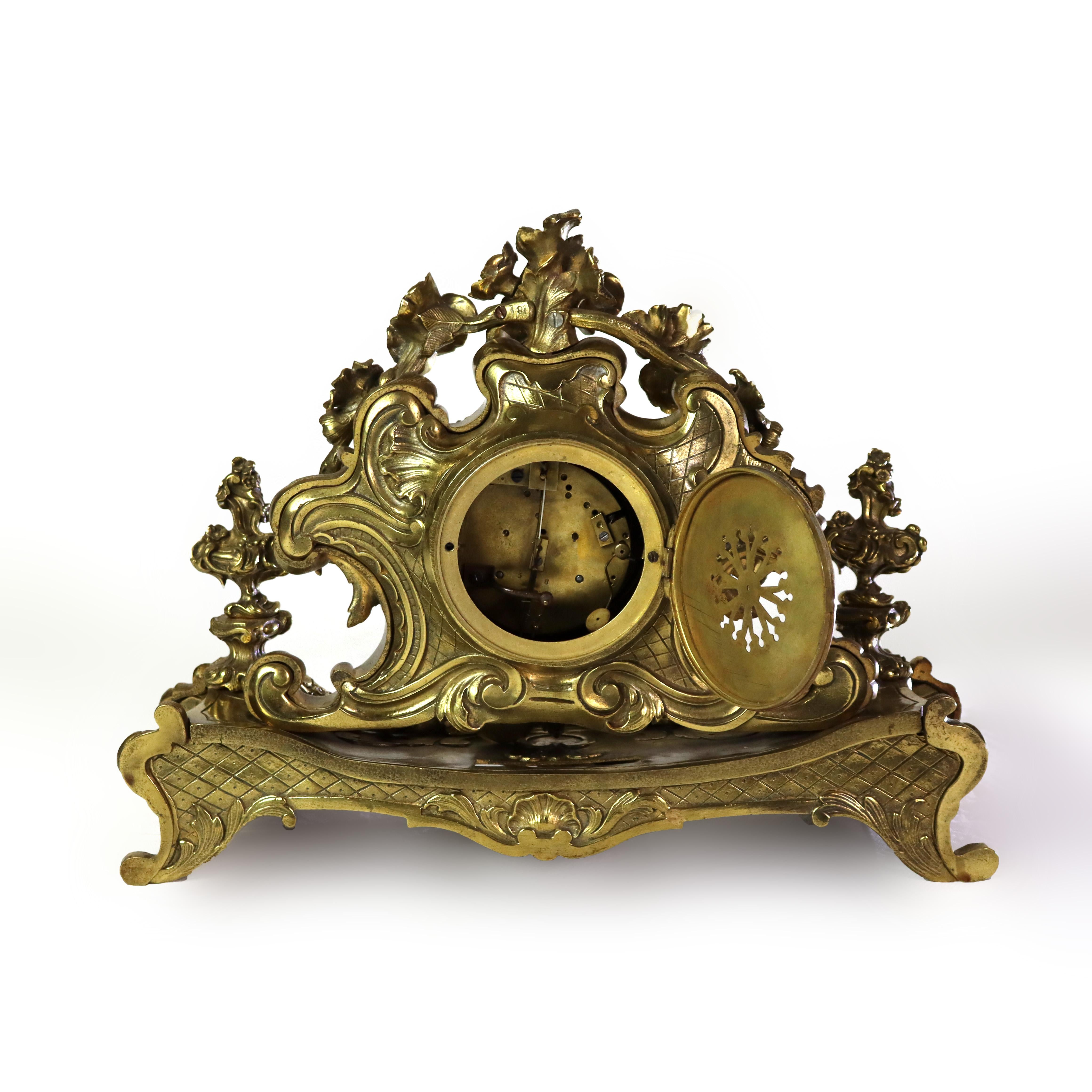 Antique Julien Leroy French Louis XIV Rococo Gilt Bronze Mantle Clock c1820 For Sale 1