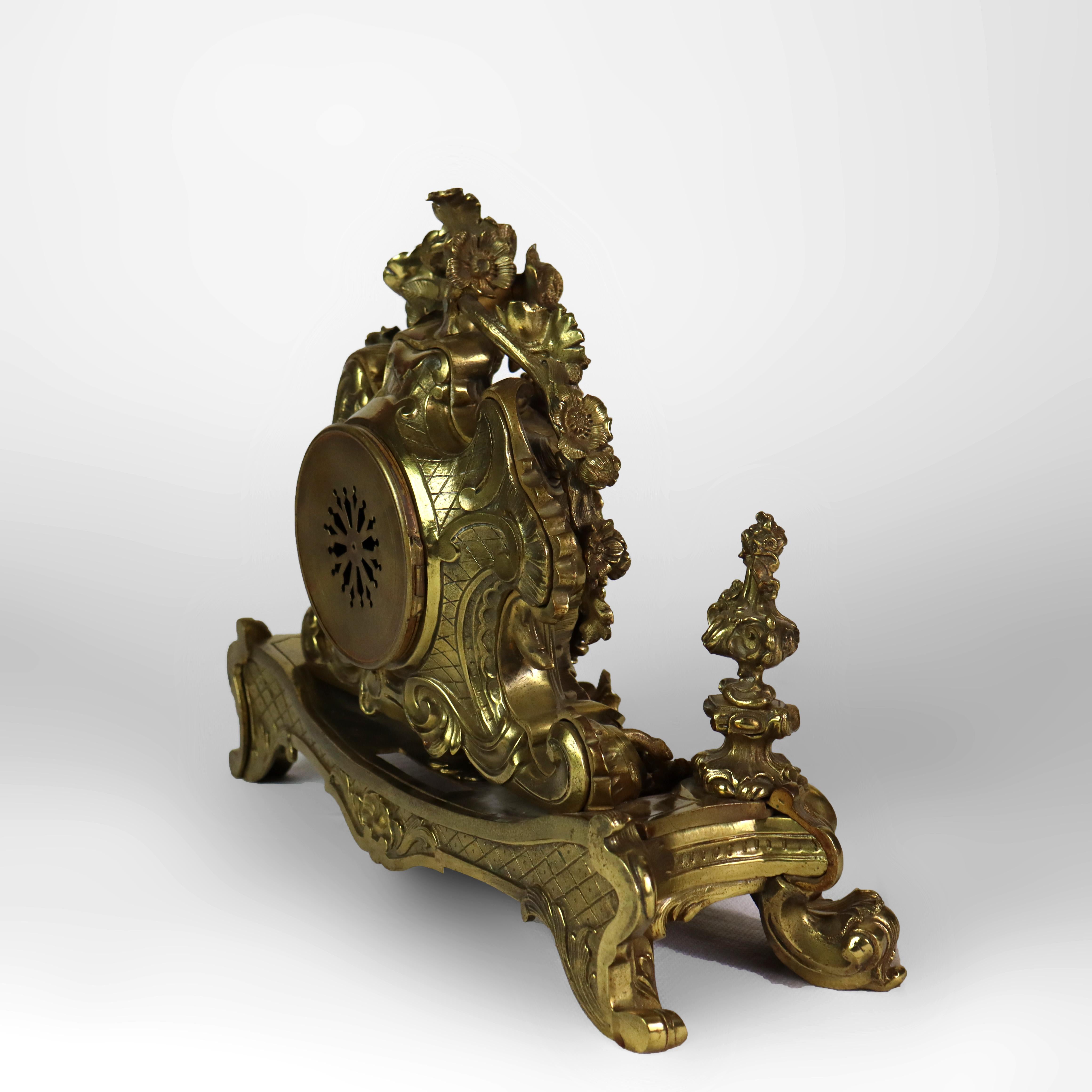 Antique Julien Leroy French Louis XIV Rococo Gilt Bronze Mantle Clock c1820 For Sale 2