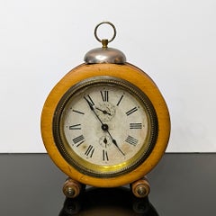 Antica sveglia Junghans in ottone e noce, Germania, 1890 circa, pezzo da museo