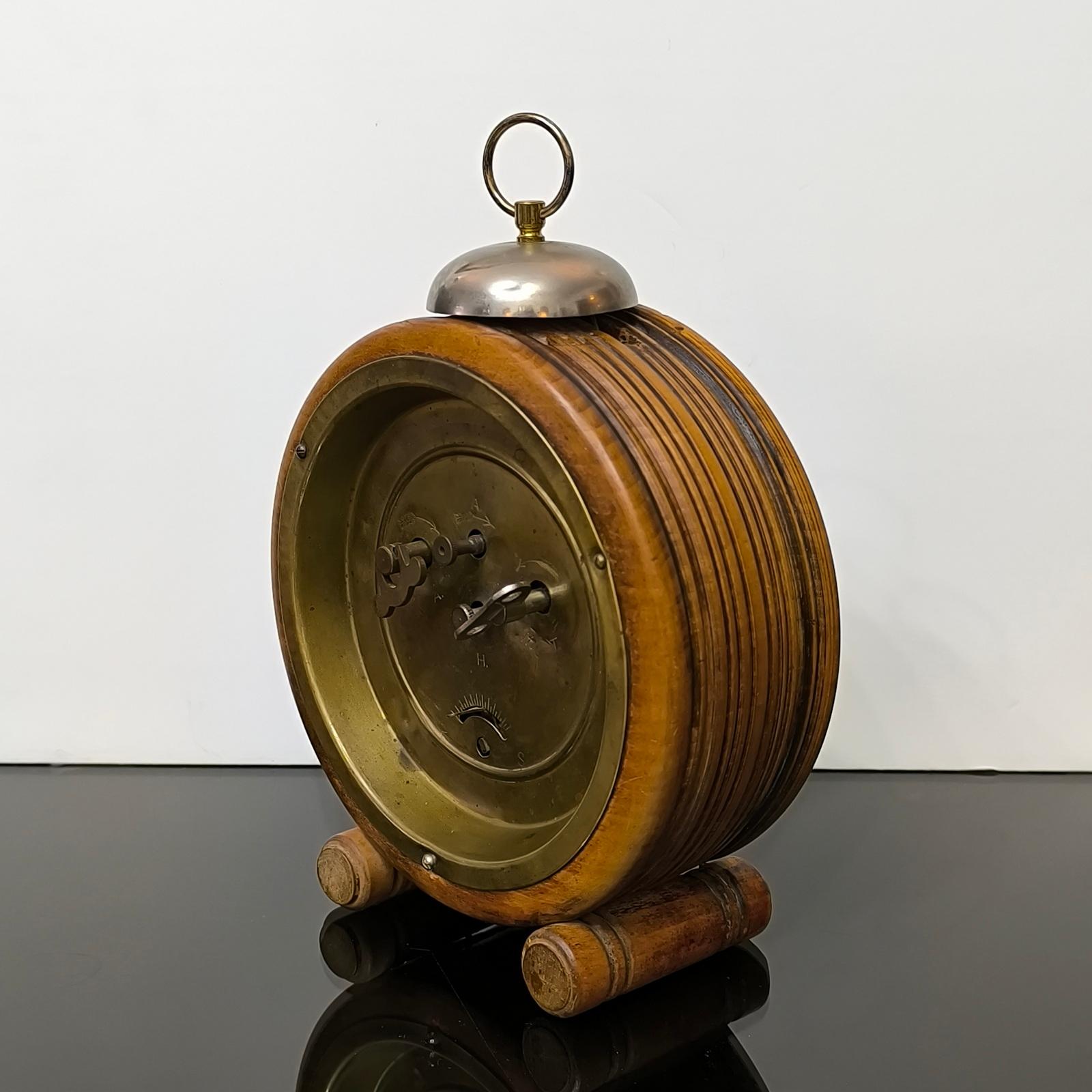 Late 19th Century Antique Junghans Brass and Walnut Alarm Clock, Germany circa 1890s, Museum Piece For Sale