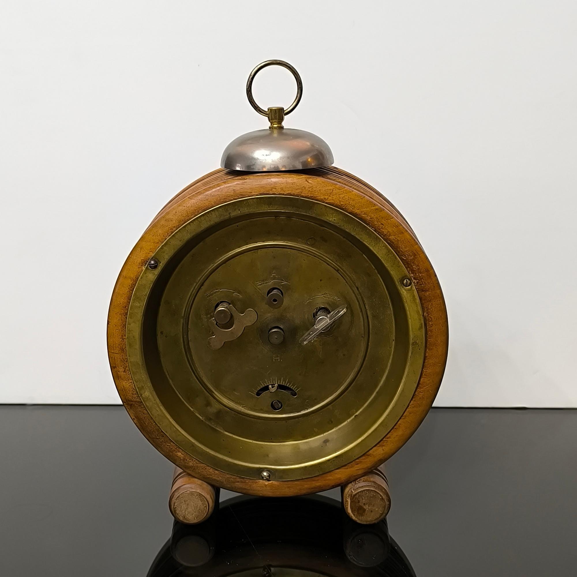 Antique Junghans Brass and Walnut Alarm Clock, Germany circa 1890s, Museum Piece For Sale 1