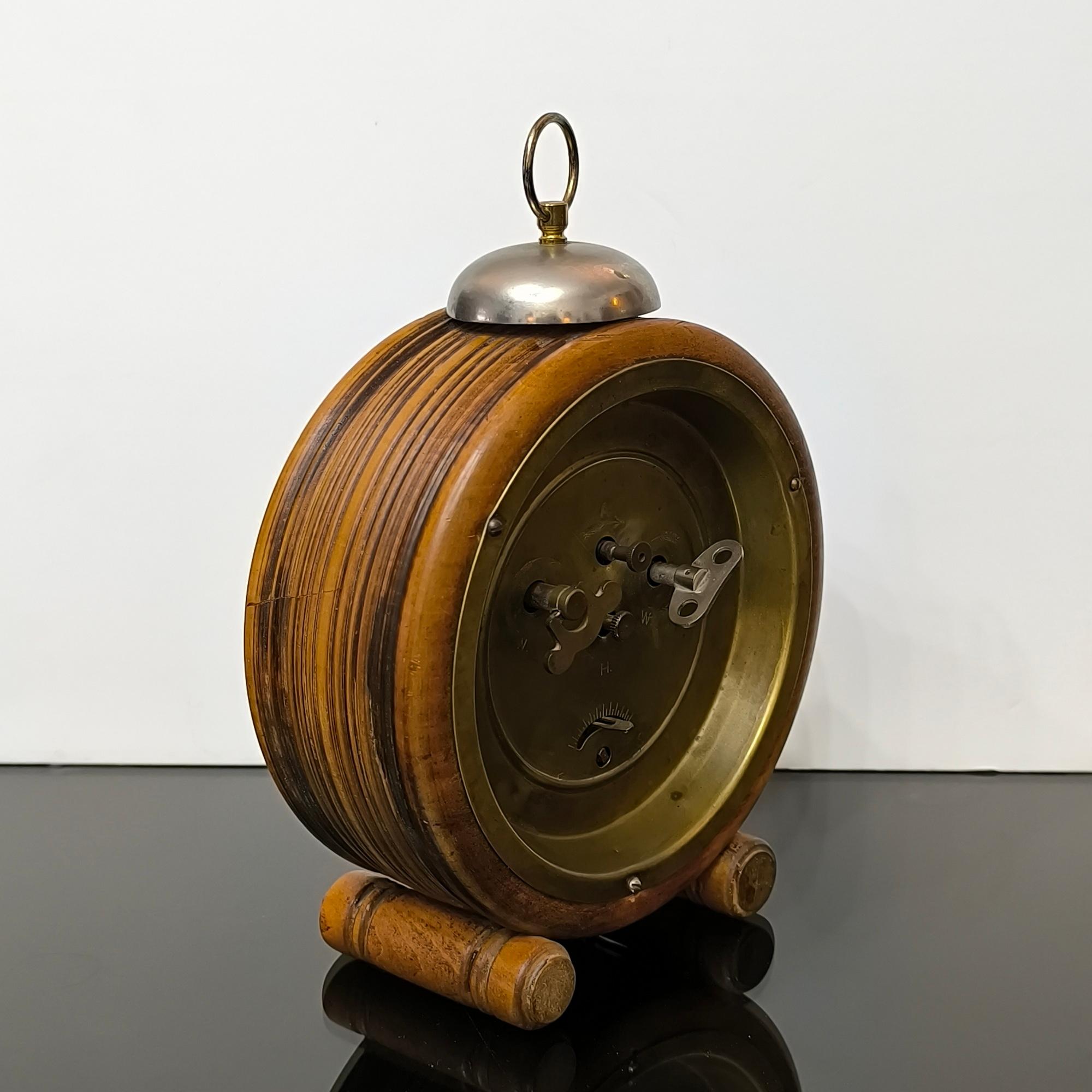 Antique Junghans Brass and Walnut Alarm Clock, Germany circa 1890s, Museum Piece For Sale 2