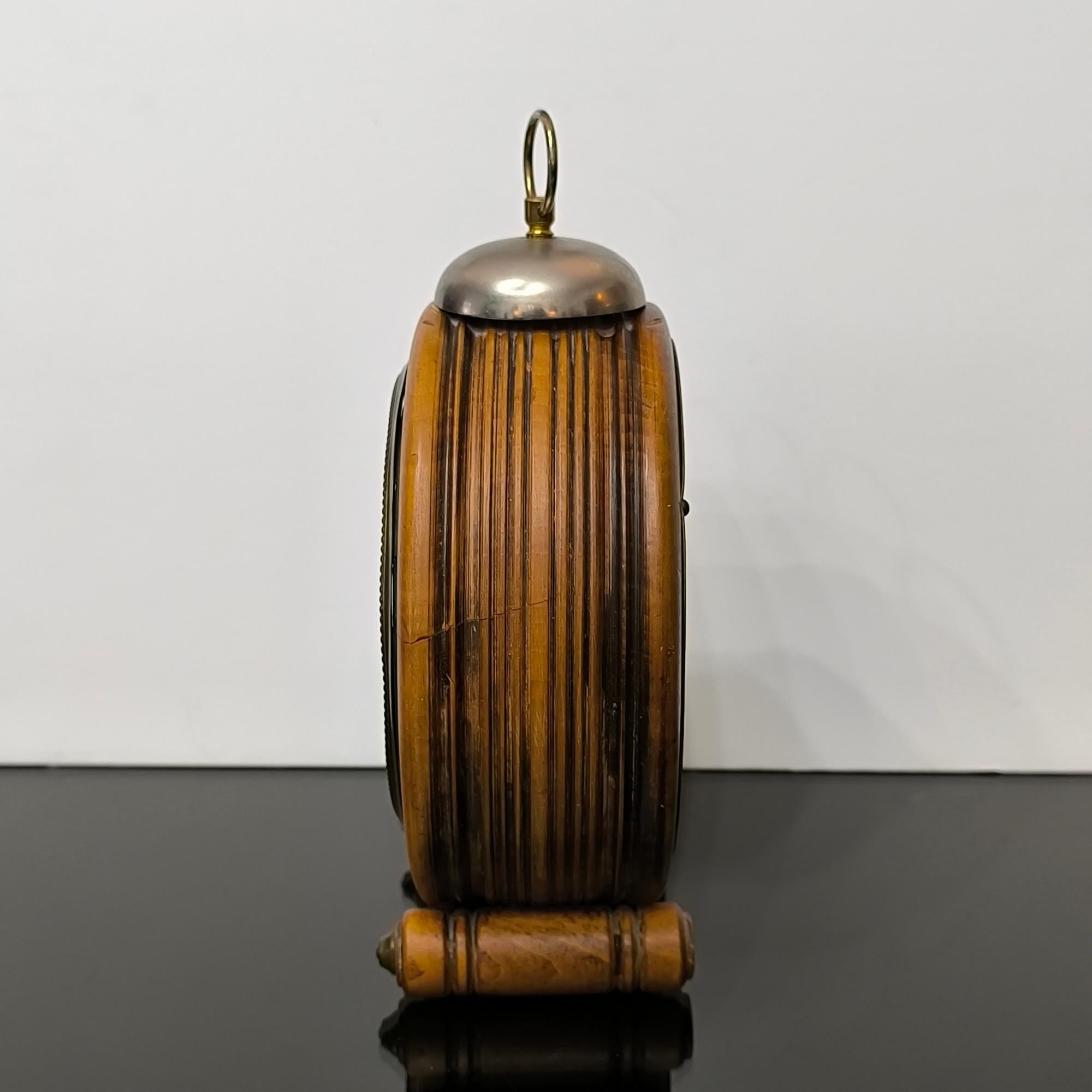 Antique Junghans Brass and Walnut Alarm Clock, Germany circa 1890s, Museum Piece For Sale 3