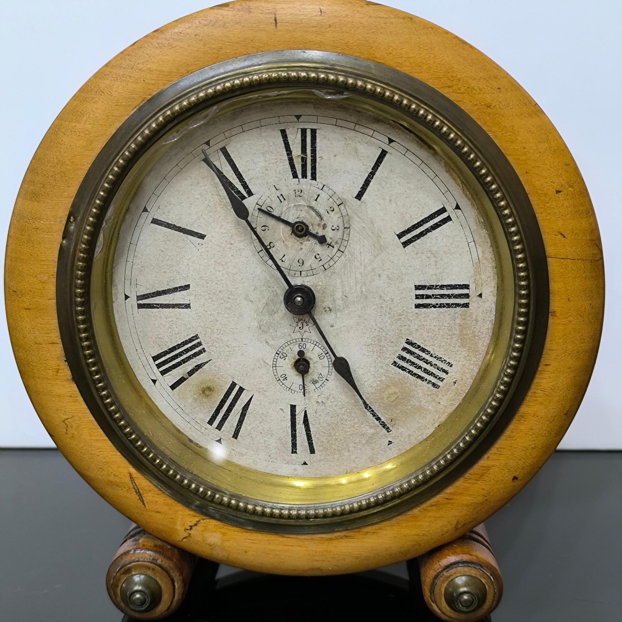 Antique Junghans Brass and Walnut Alarm Clock, Germany circa 1890s, Museum Piece For Sale 4