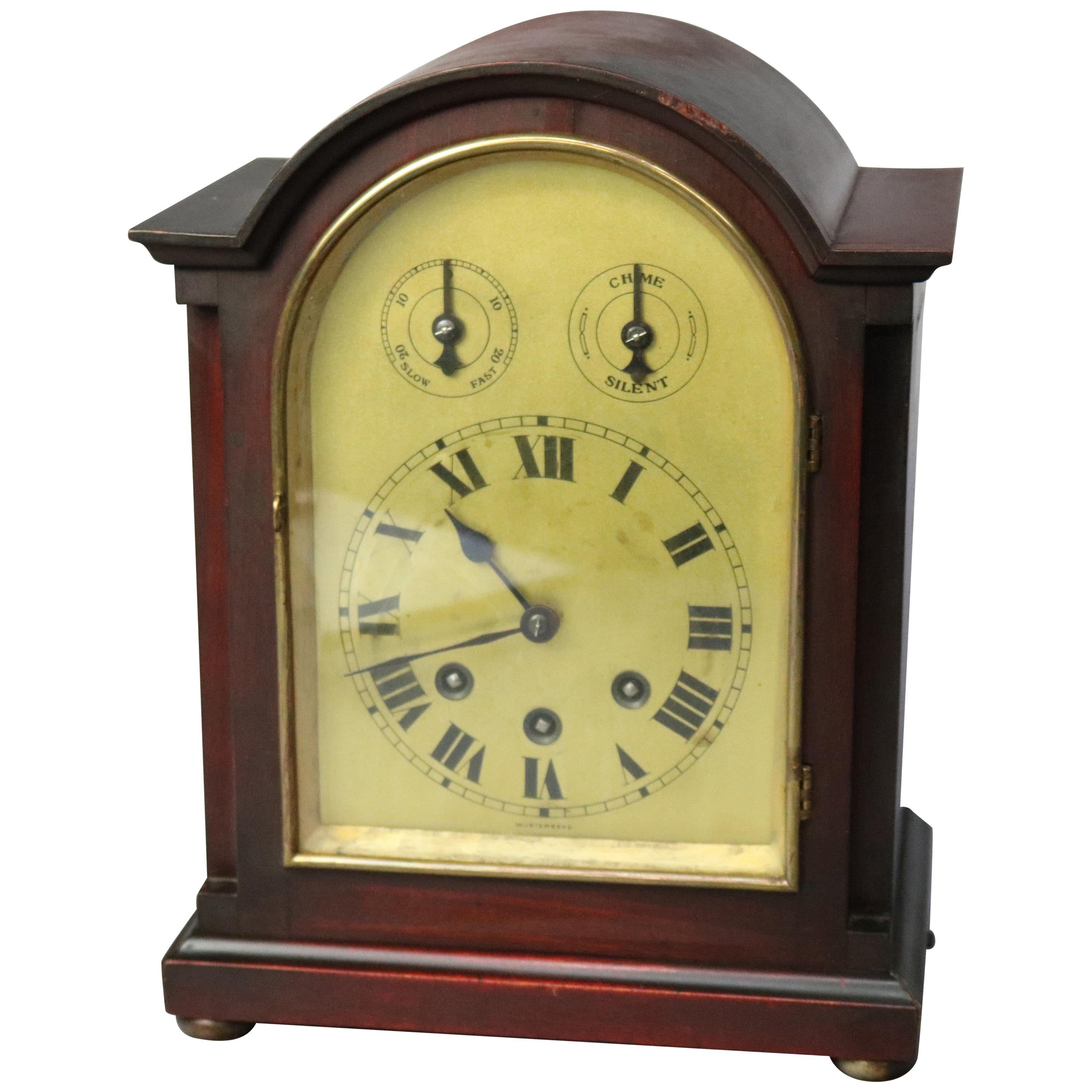 Antique Junghans Style Mahogany Bracket Mantel Clock, circa 1910 at