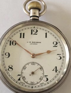 Antique J.W. Benson London Keyless Silver Pocket Watch