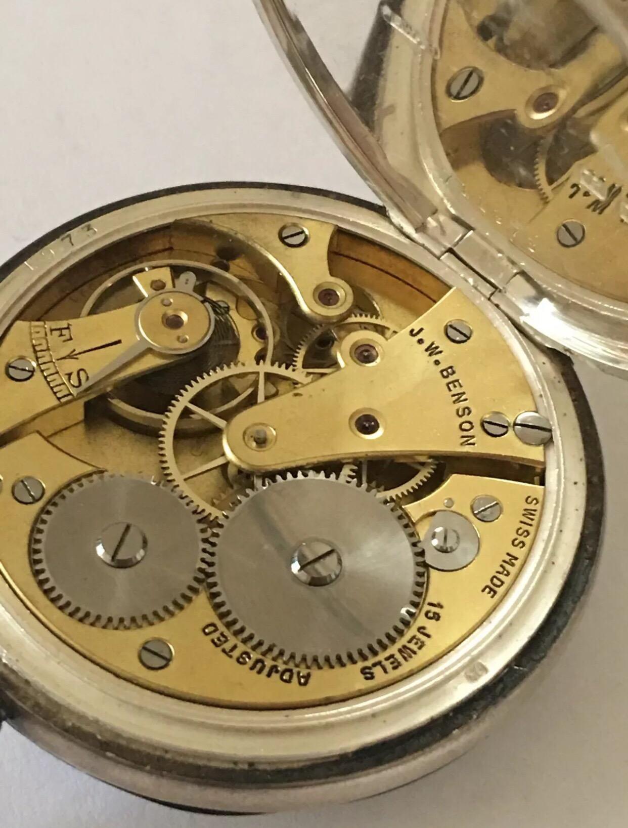 Women's or Men's Antique J.W. Benson London Silver Pocket Watch For Sale